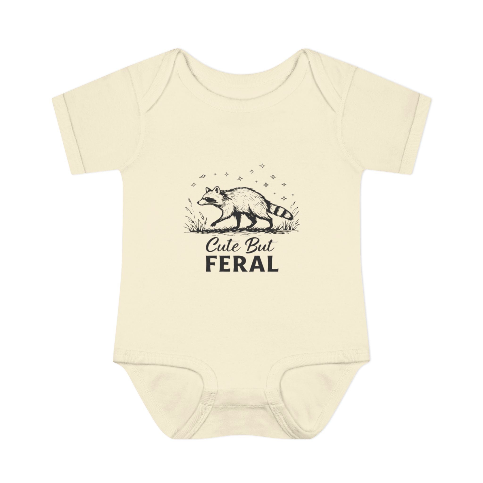 Infant Bodysuit  "Cute But Feral" Raccoon Baby Onesie | Funny Newborn Shower Gift