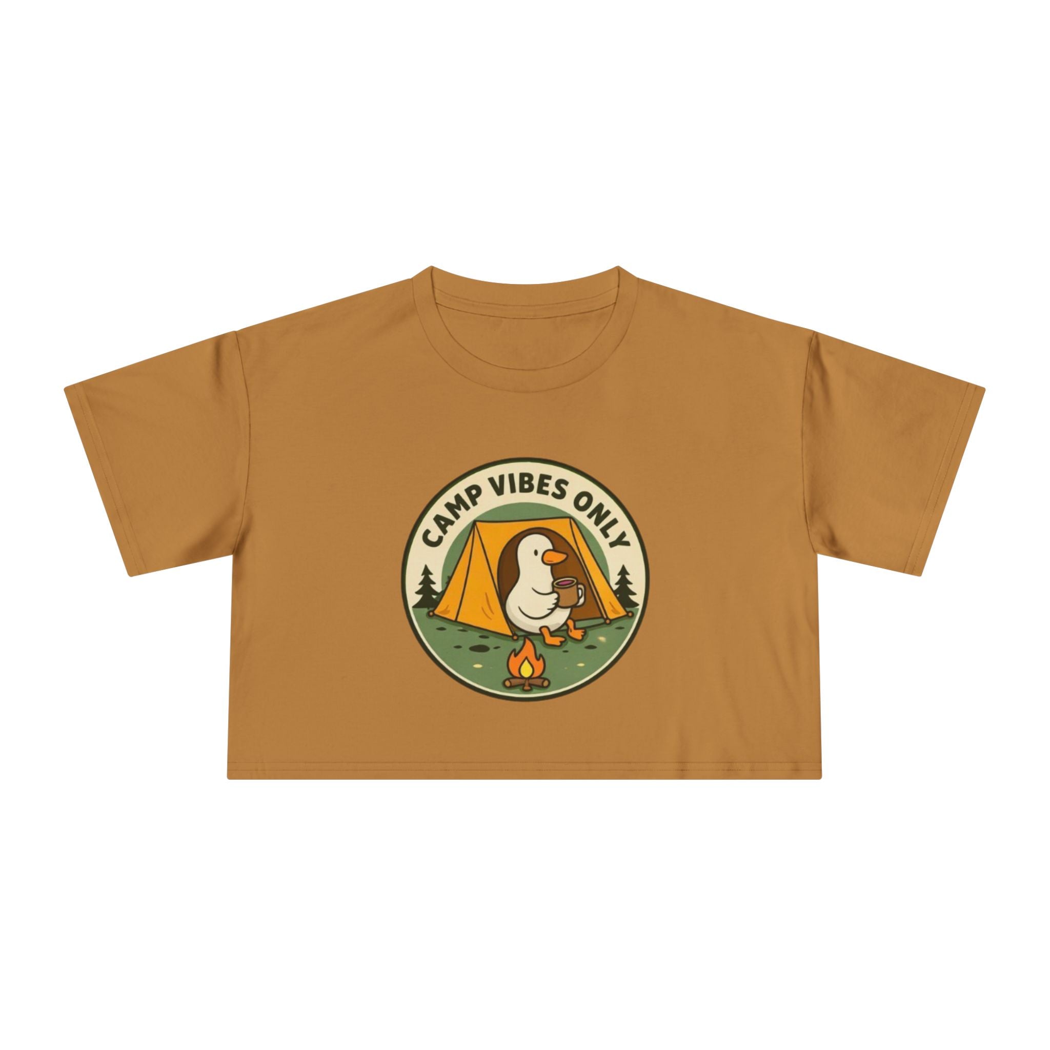 Camp Vibes Only Crop Tee | Cute Camping Goose Graphic