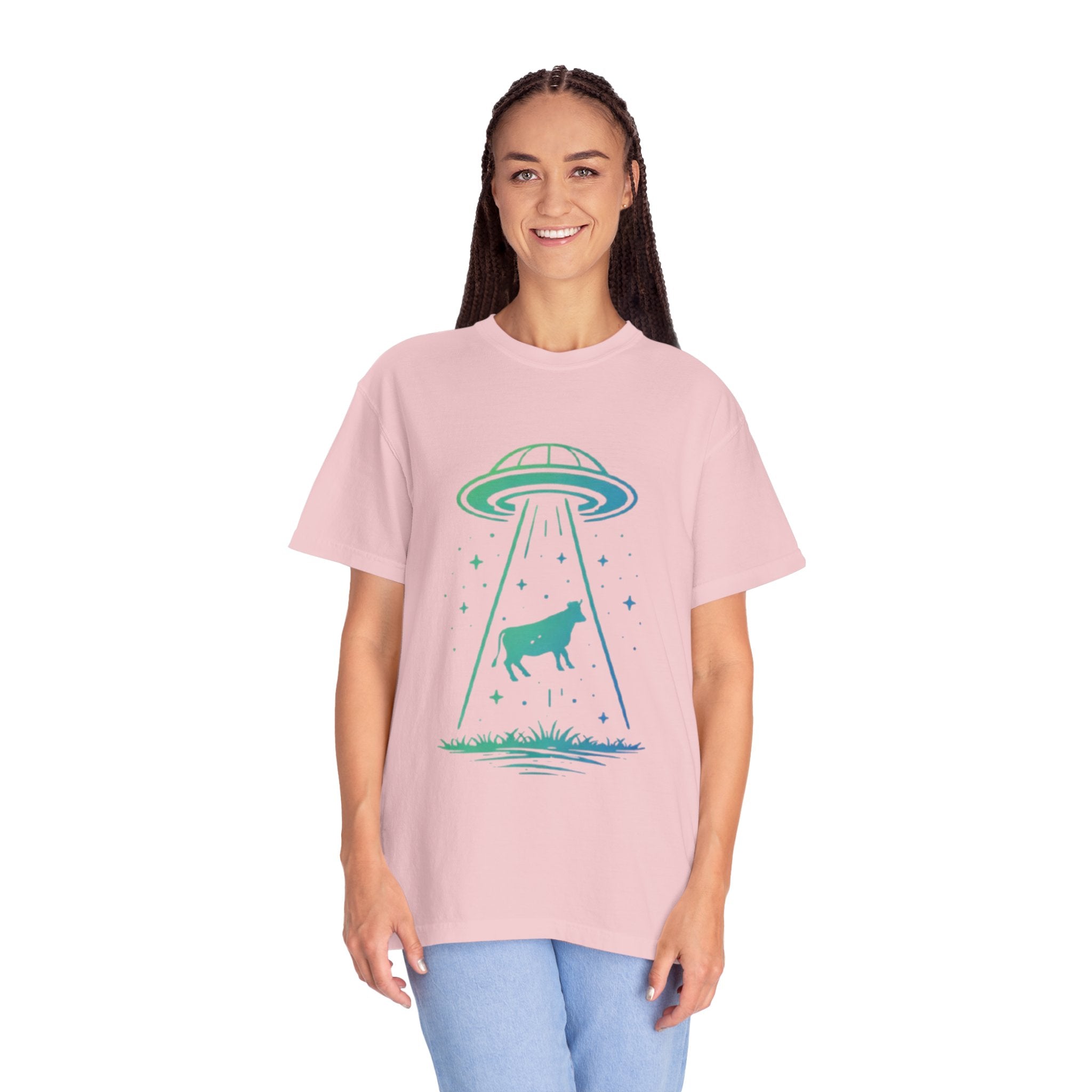 Cow Abduction UFO T-Shirt | Alien Cow Beam Graphic Tee
