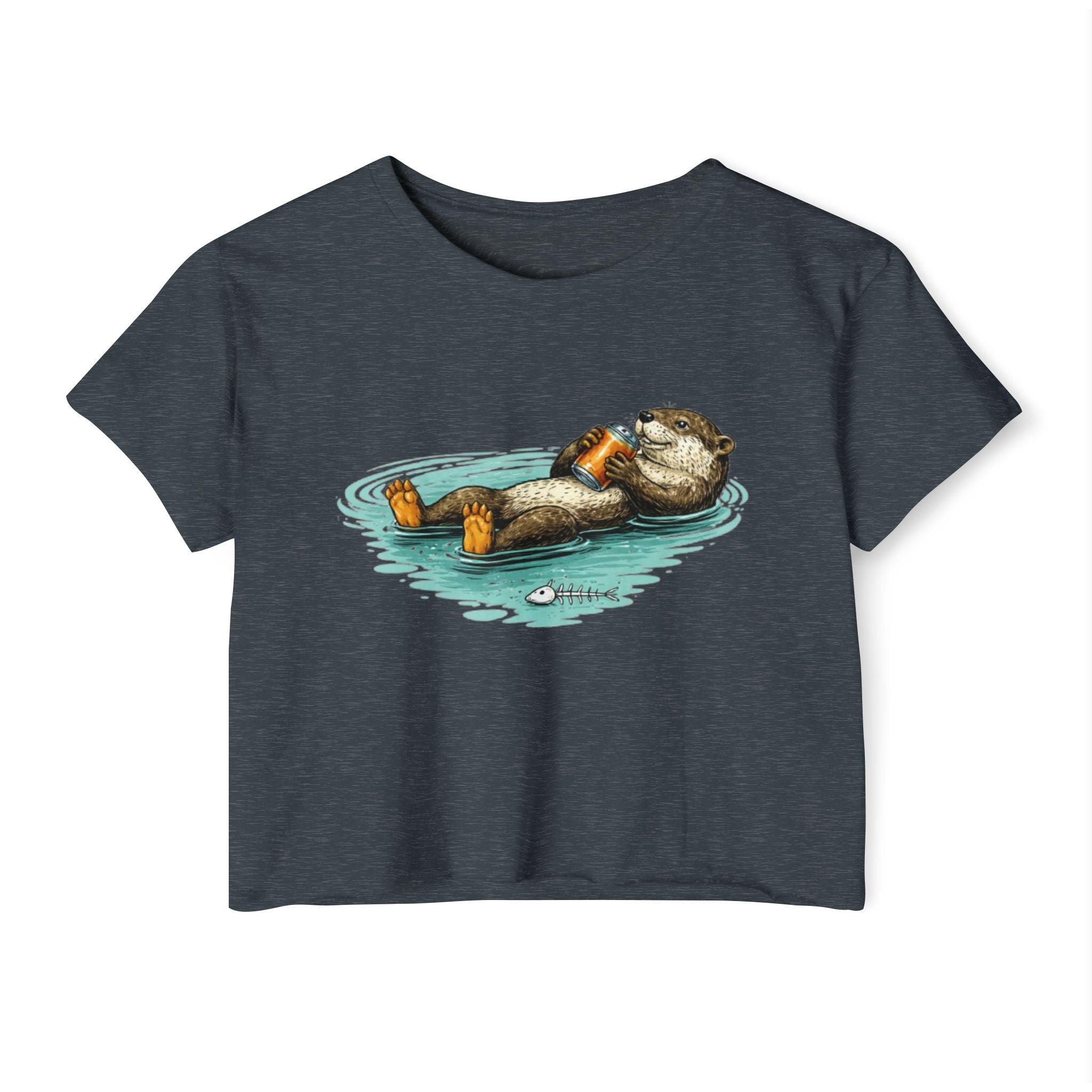 Otter with Beer Cute Festival Crop Top | Floating Otter Design