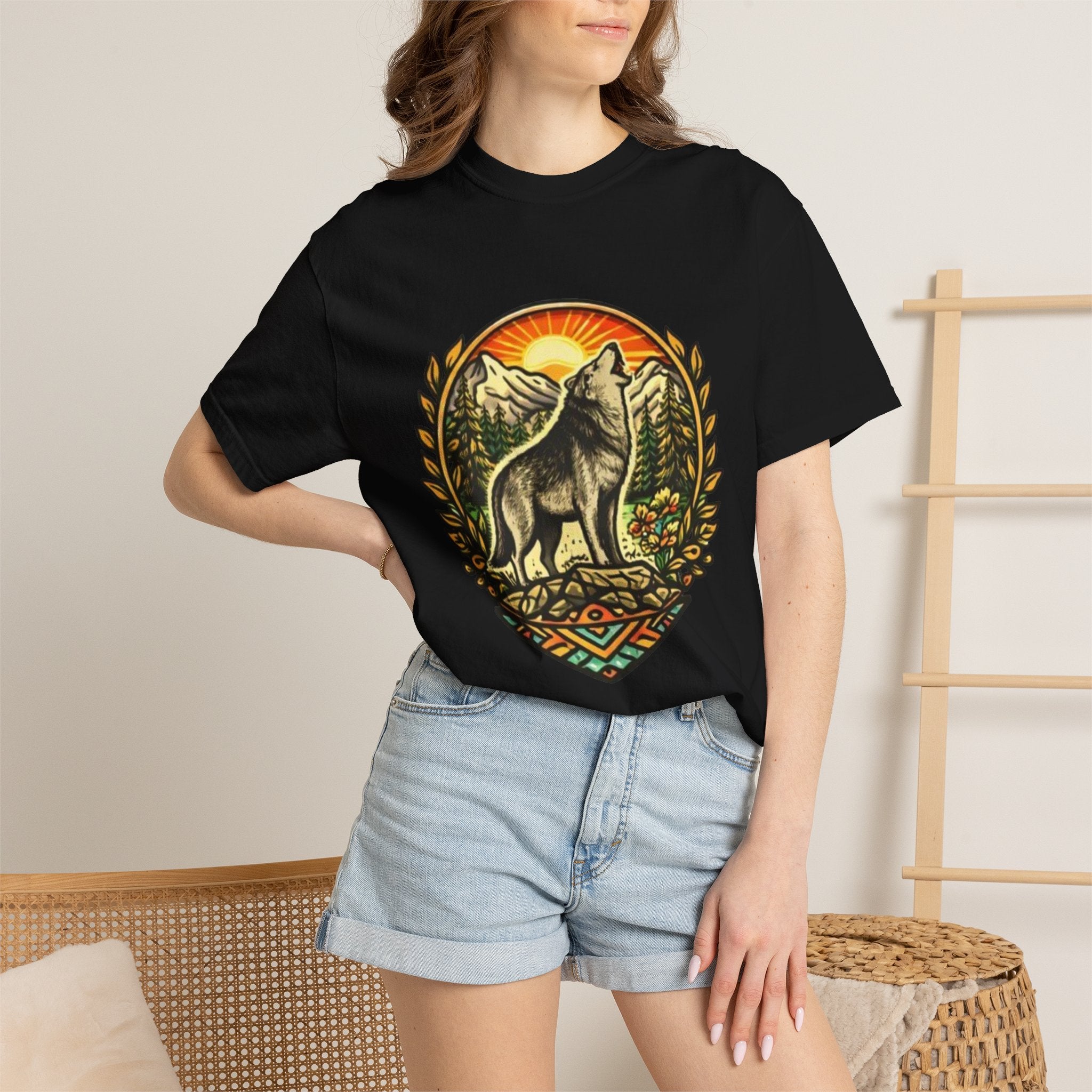 Wolf Howl Mountain T-Shirt | Vintage Nature Graphic Tee