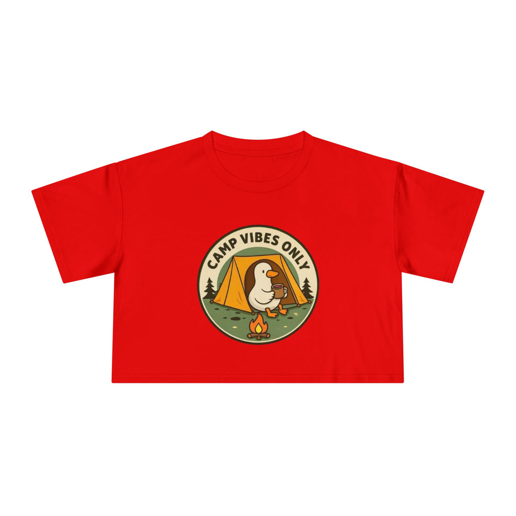 Camp Vibes Only Crop Tee | Cute Camping Goose Graphic