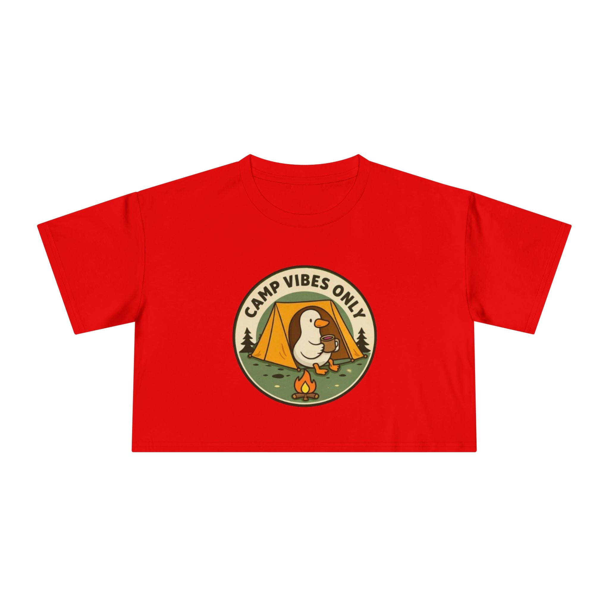 Camp Vibes Only Crop Tee | Cute Camping Goose Graphic