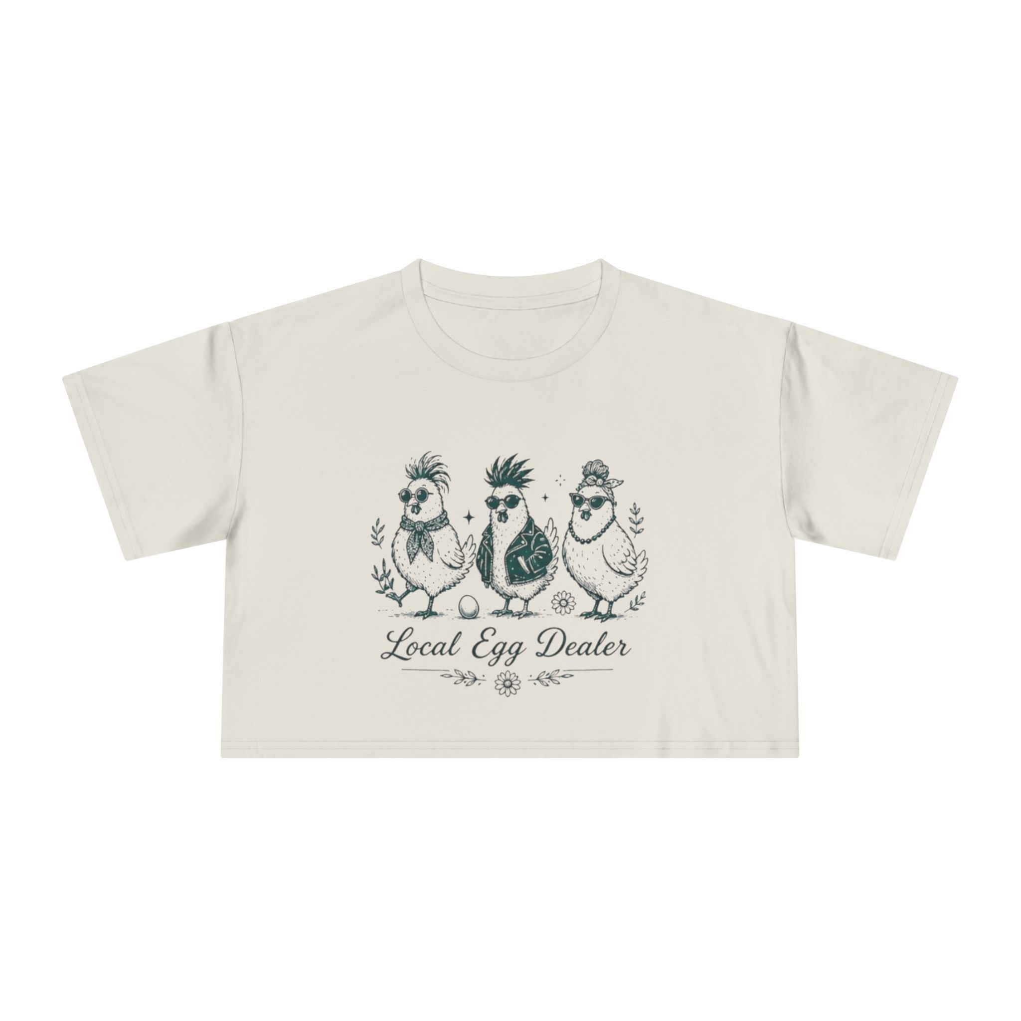 Local Egg Dealer Crop Tee | Cute Chicken Graphic Womens Cropped T‑Shirt