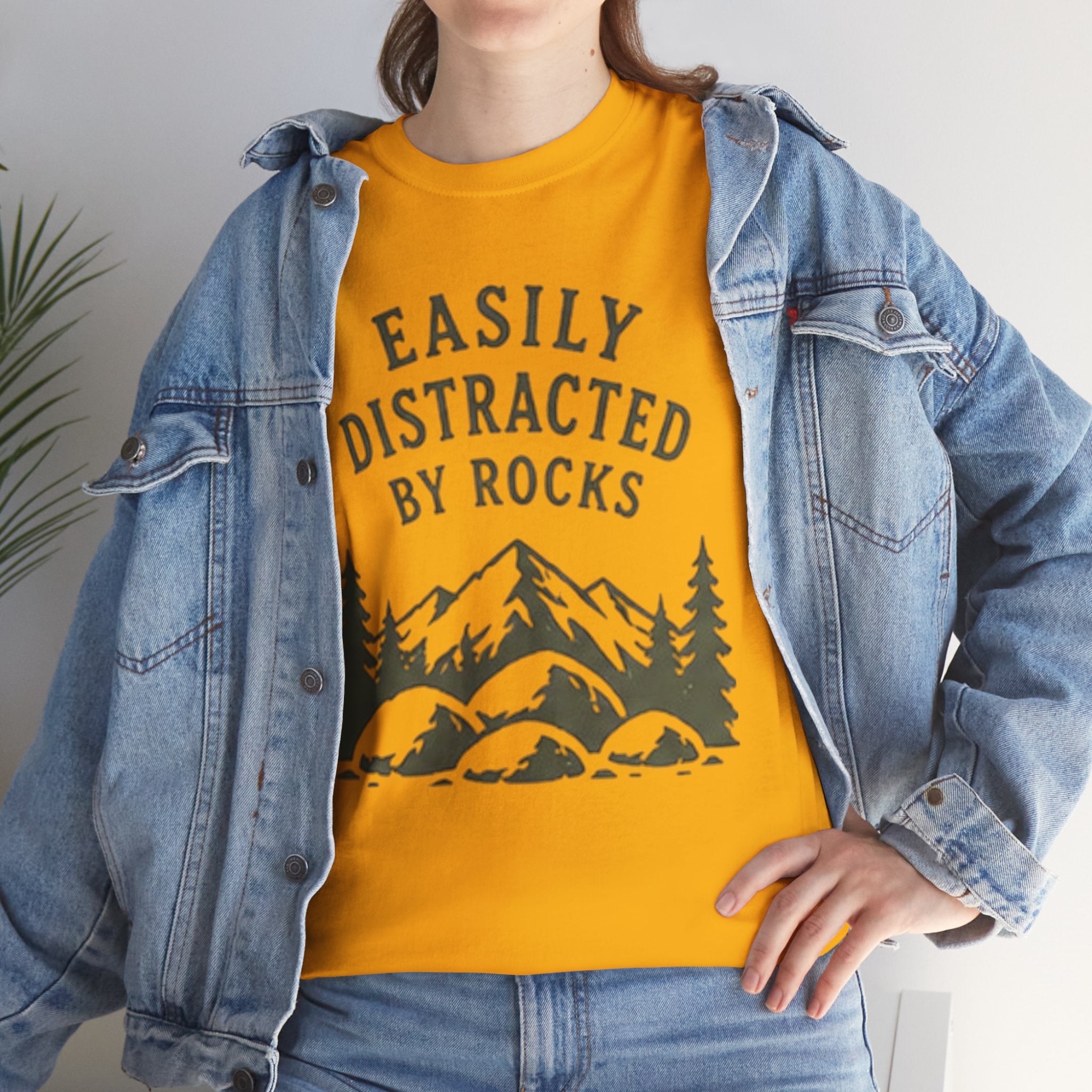 Easily Distracted By Rocks T-Shirt | Funny Outdoor Hiking Tee for Rockhounds & Nature Lovers