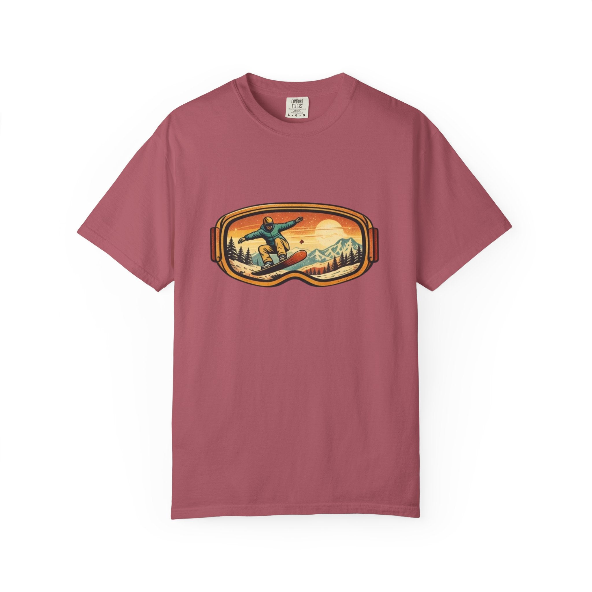 Snowboard Goggles Graphic T-Shirt | Retro Mountain Snowboarding Tee