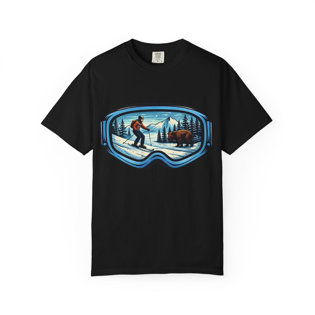Ski Goggles Scenic T‑Shirt | Skier and Bear Mountain Winter Graphic Tee
