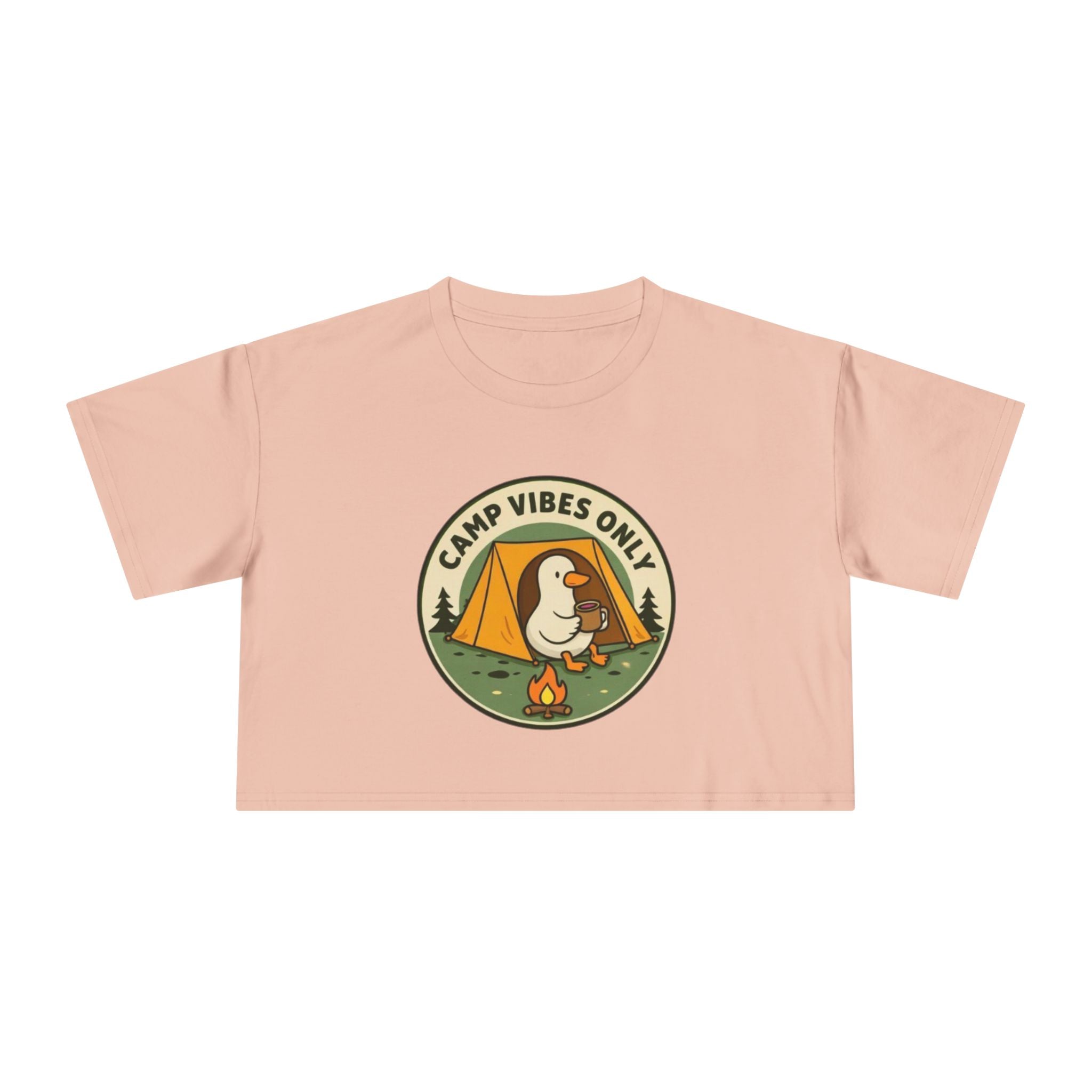 Camp Vibes Only Crop Tee | Cute Camping Goose Graphic