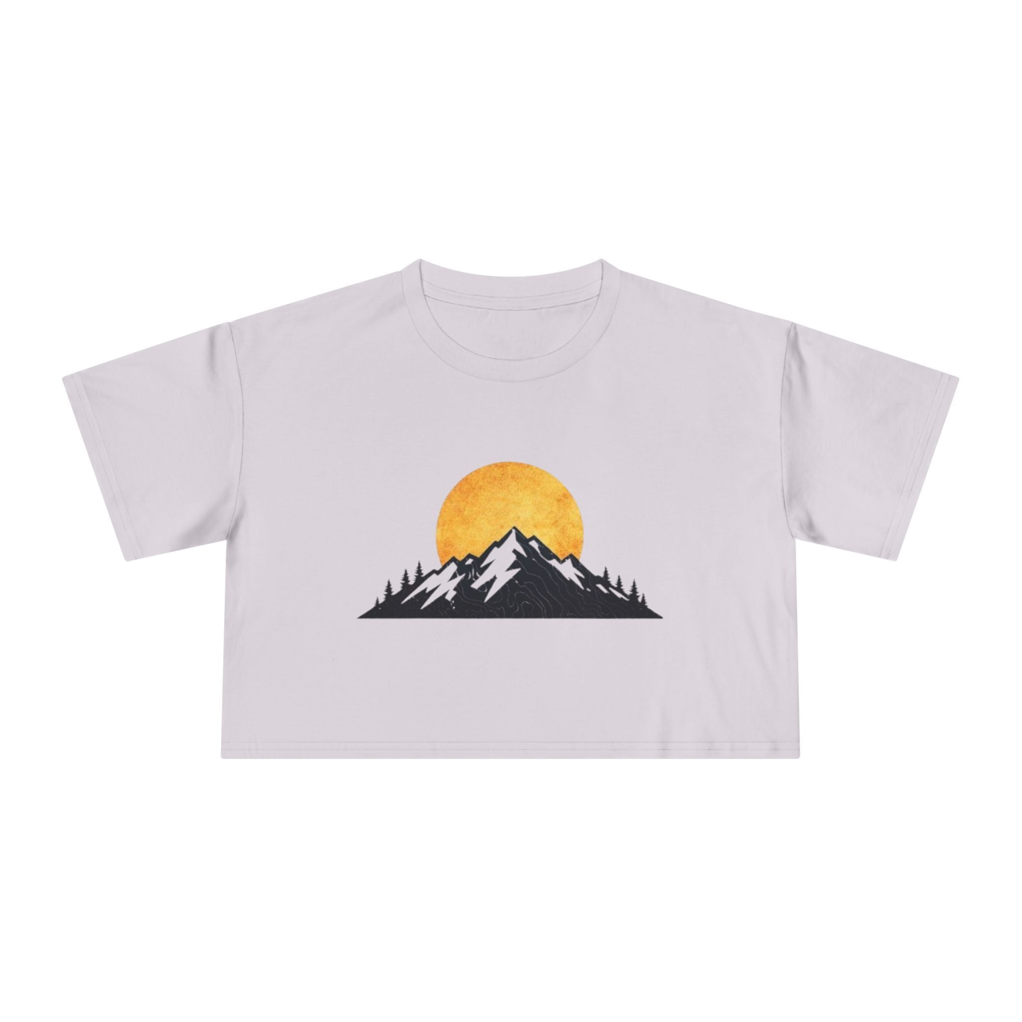 Mountain Sunrise Womens Crop Tee | Minimal Nature Graphic Top