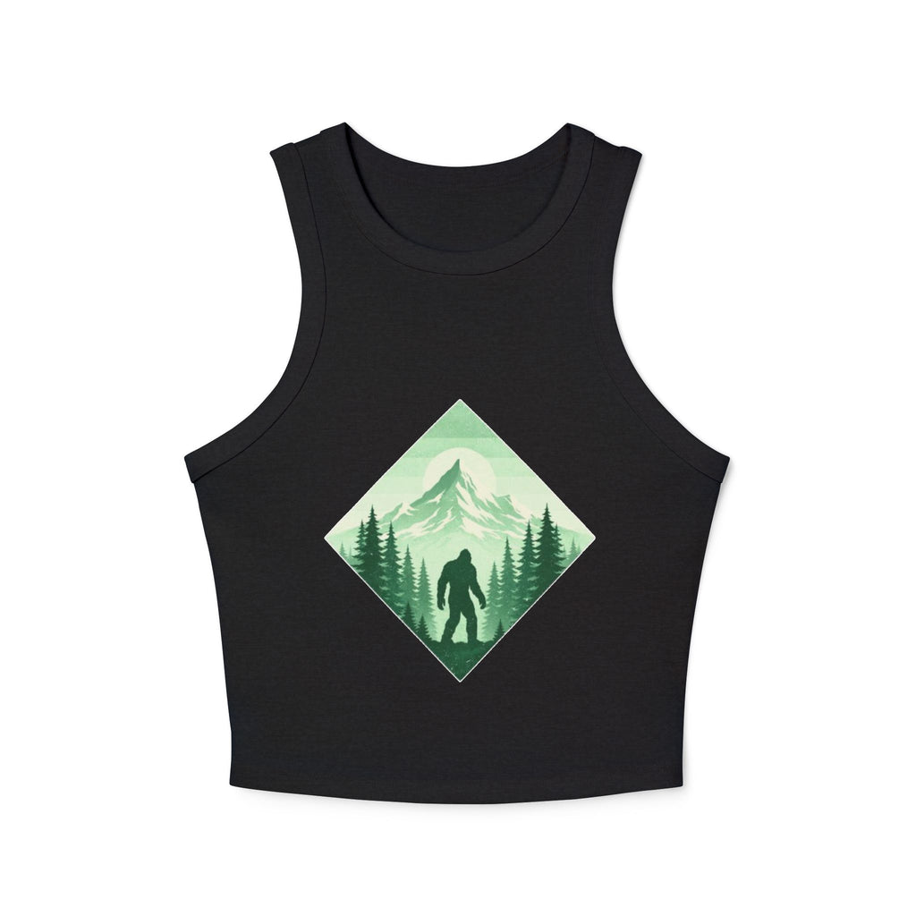 Womens Racer Tank Top | Green Mountain Bigfoot Nature Graphic
