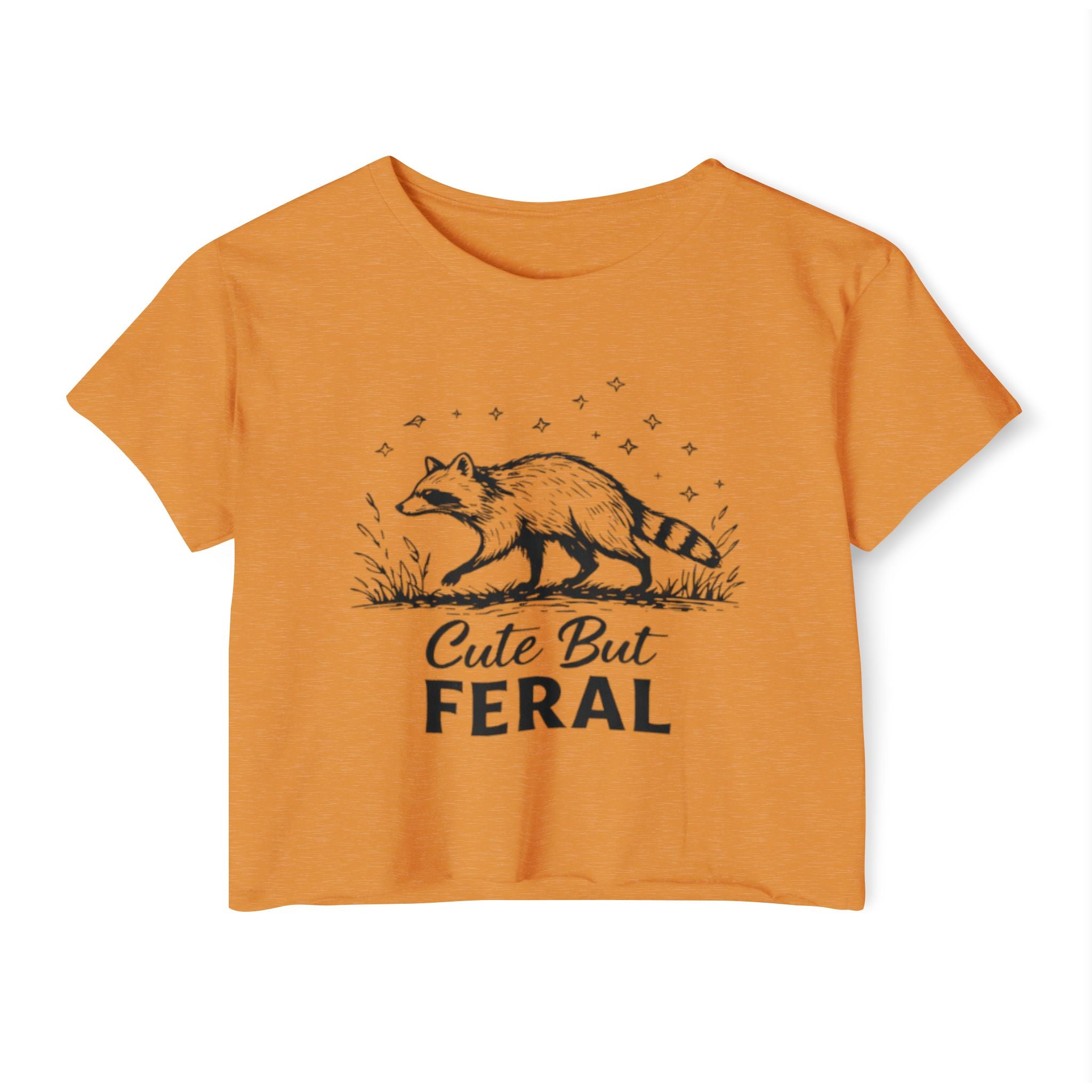 Cute But Feral Raccoon Crop Top | Womens Festival Graphic Tee