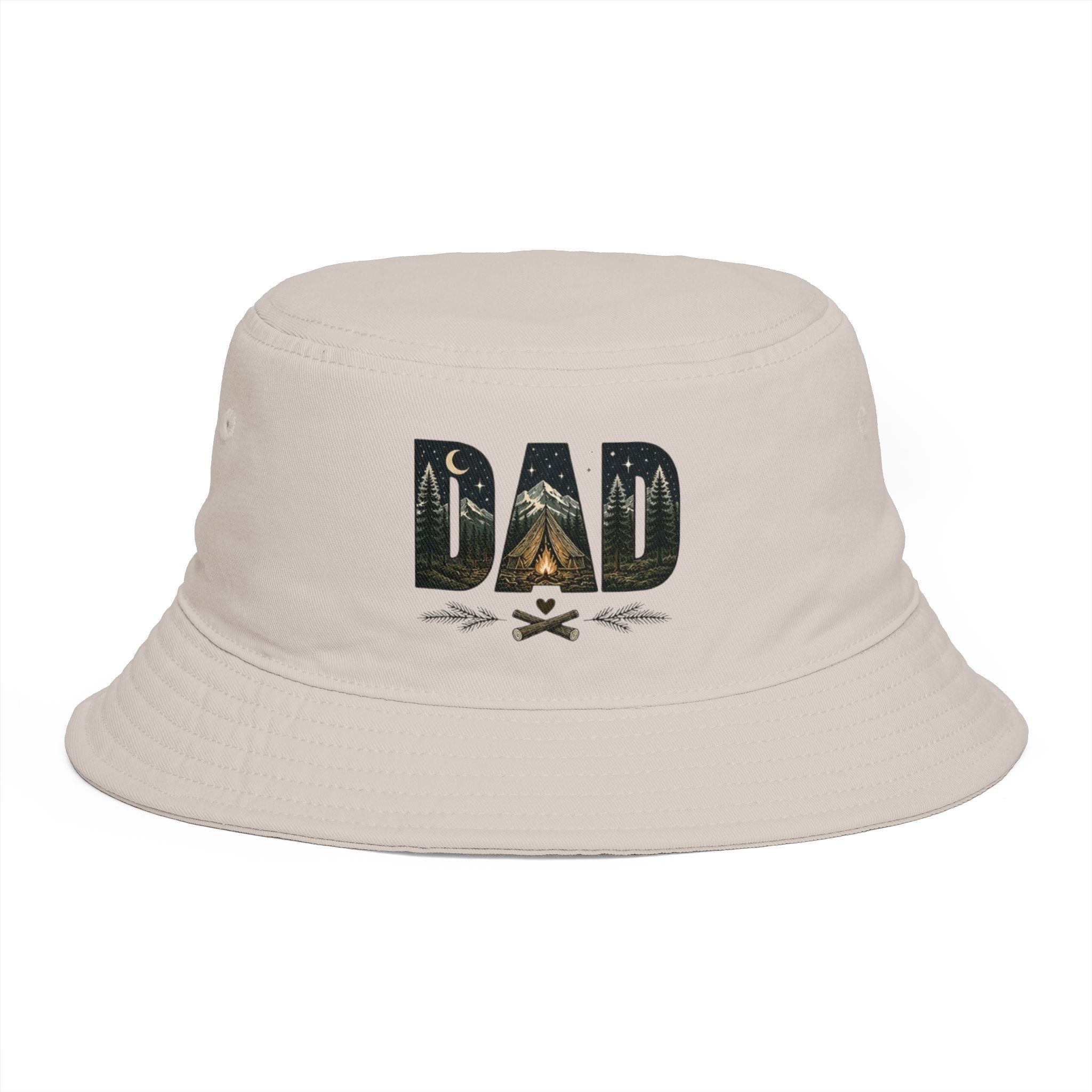Dad Camping Bucket Hat | Outdoor Tent & Campfire Design