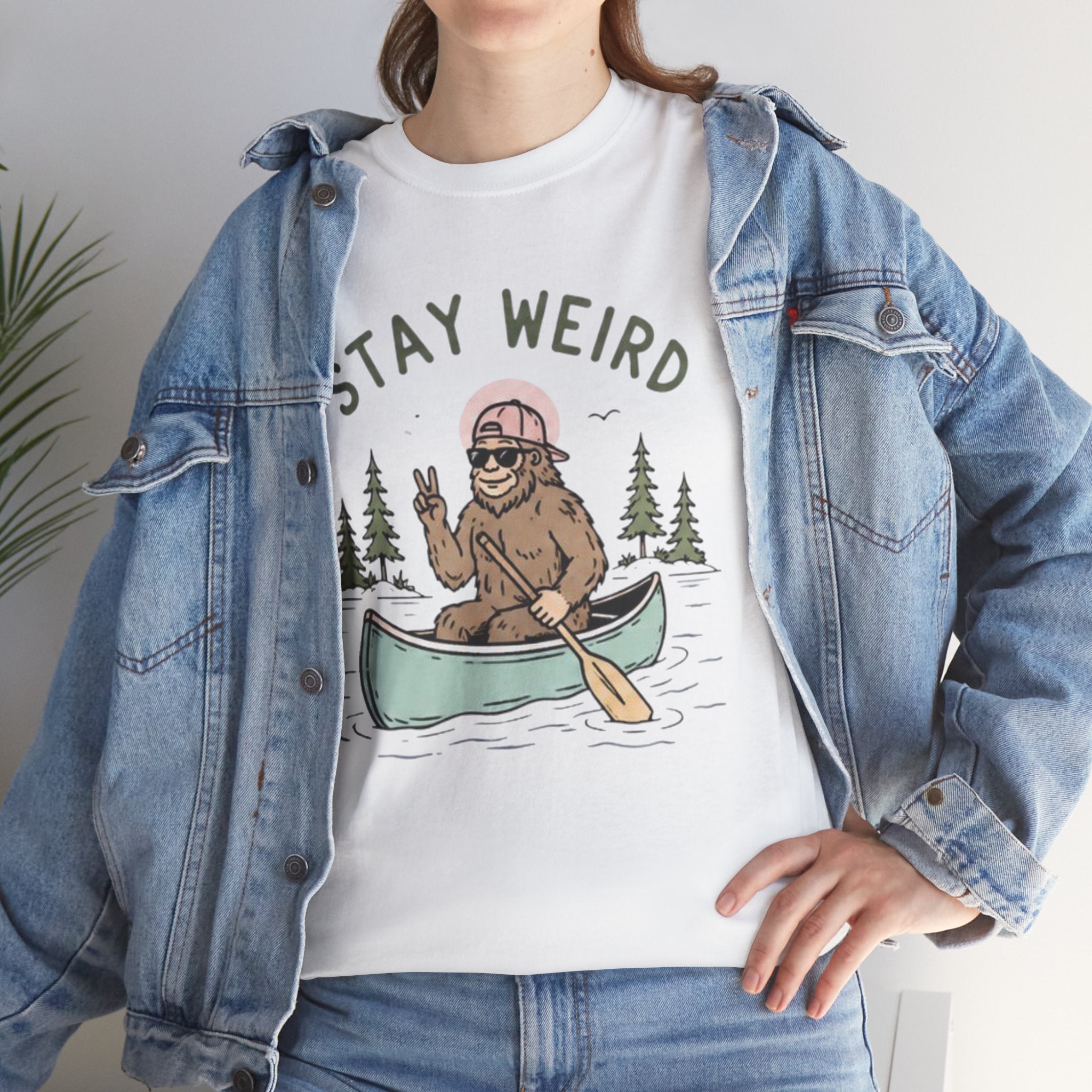 Stay Weird Canoe Tee | Funny Bigfoot Camping T-Shirt