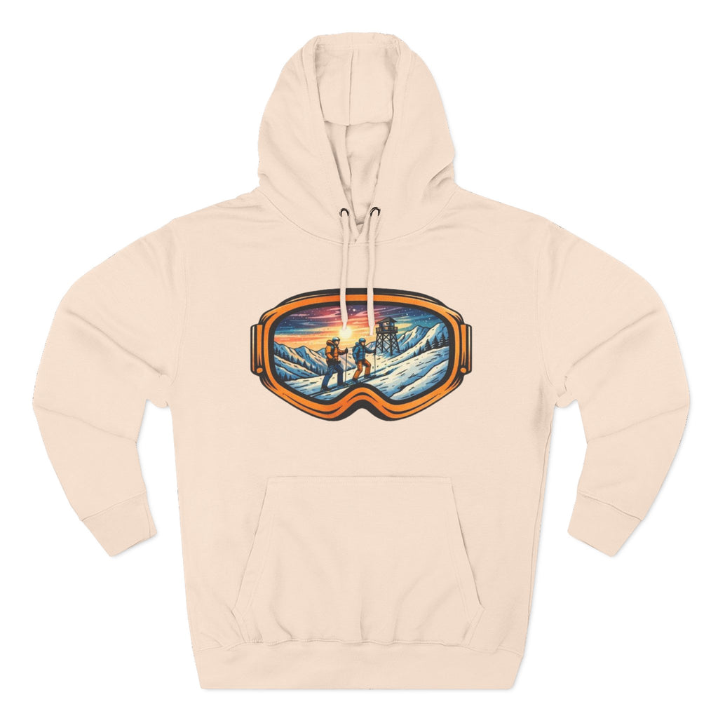 Ski Goggles Graphic Hoodie | Sunset Mountain Ski Fleece Pullover