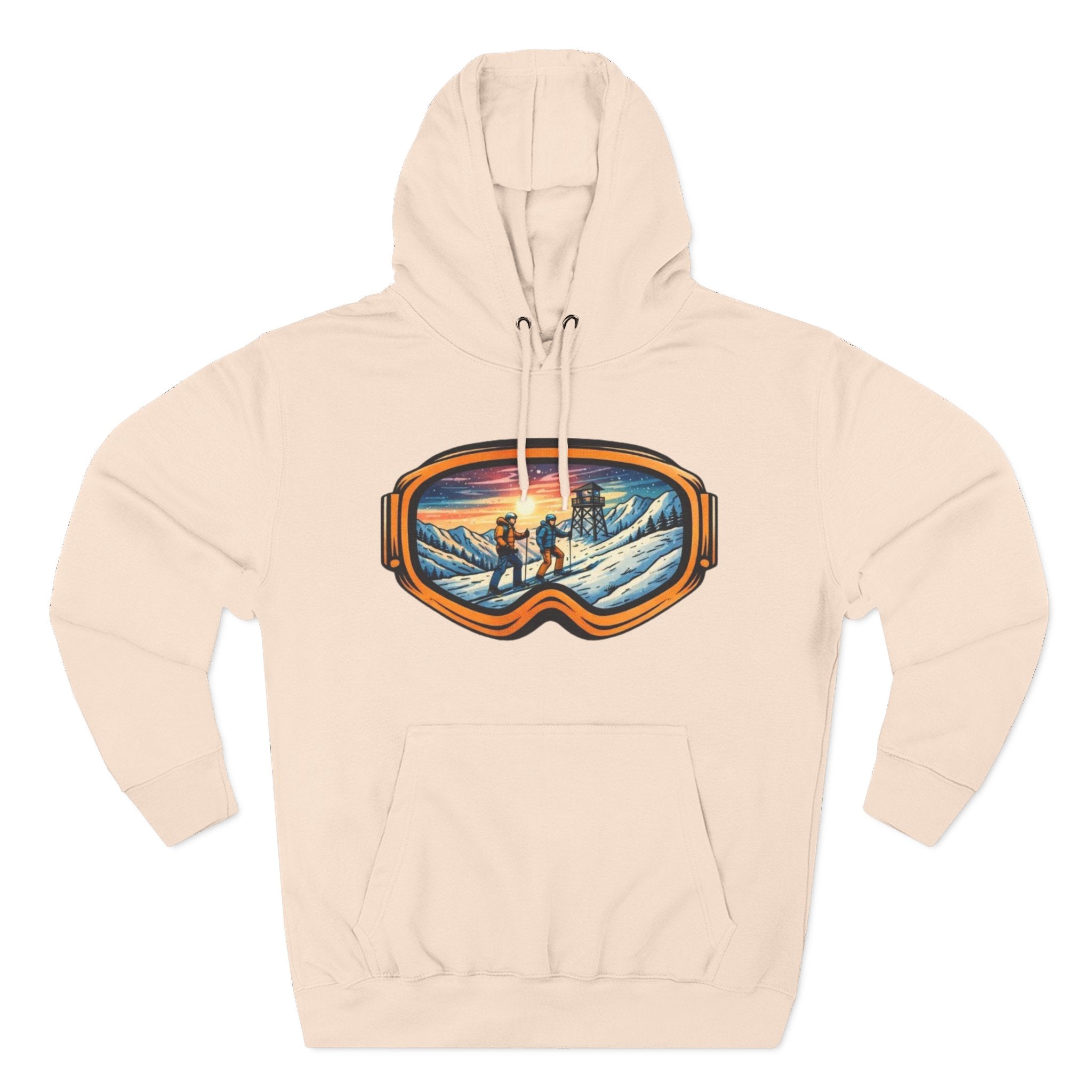 Ski Goggles Graphic Hoodie | Sunset Mountain Ski Fleece Pullover