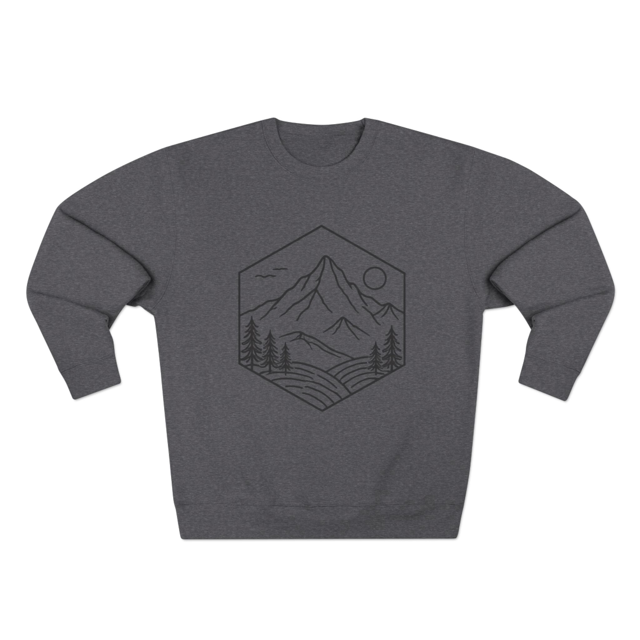 Mountain Hexagon Crewneck Sweatshirt | Minimal Outdoors Graphic
