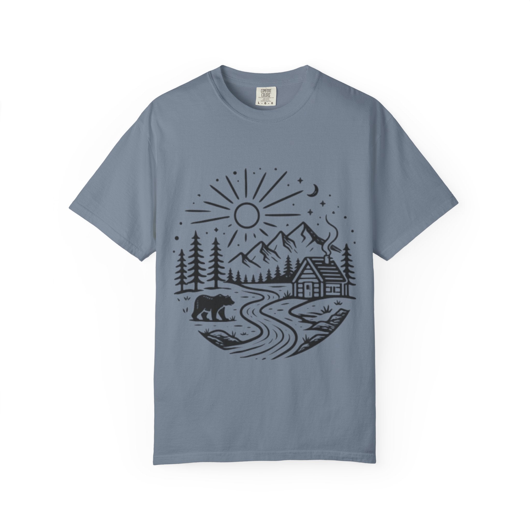 Cabin River Wilderness T-Shirt | Mountain, Bear & Forest Outdoor Tee