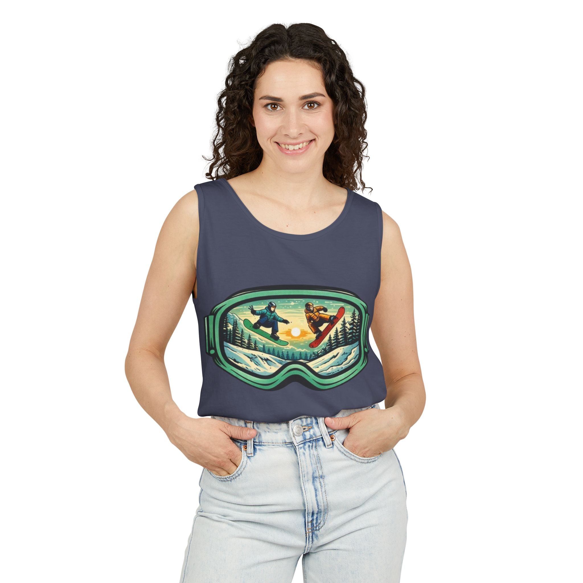 Snowboarding Mountain Goggles Tank Top