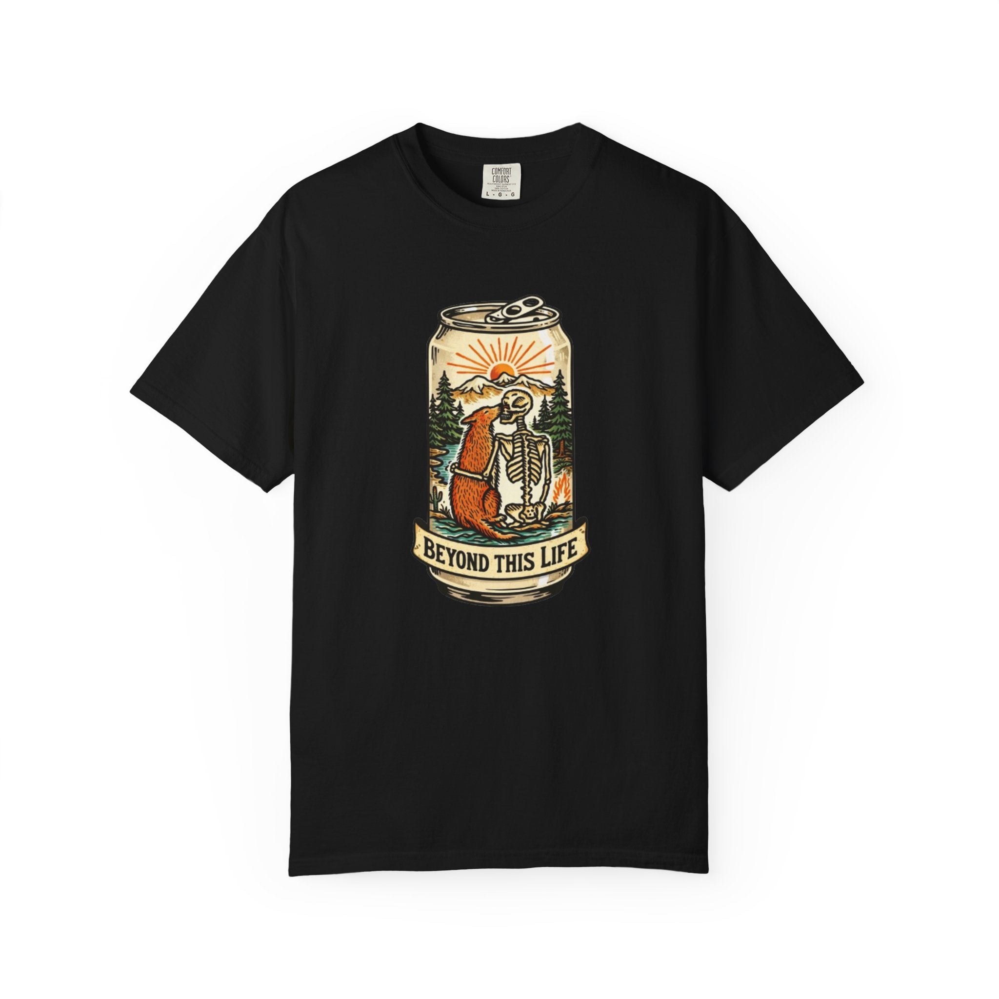Beyond This Life T-Shirt | Vintage Skull & Can Graphic Tee