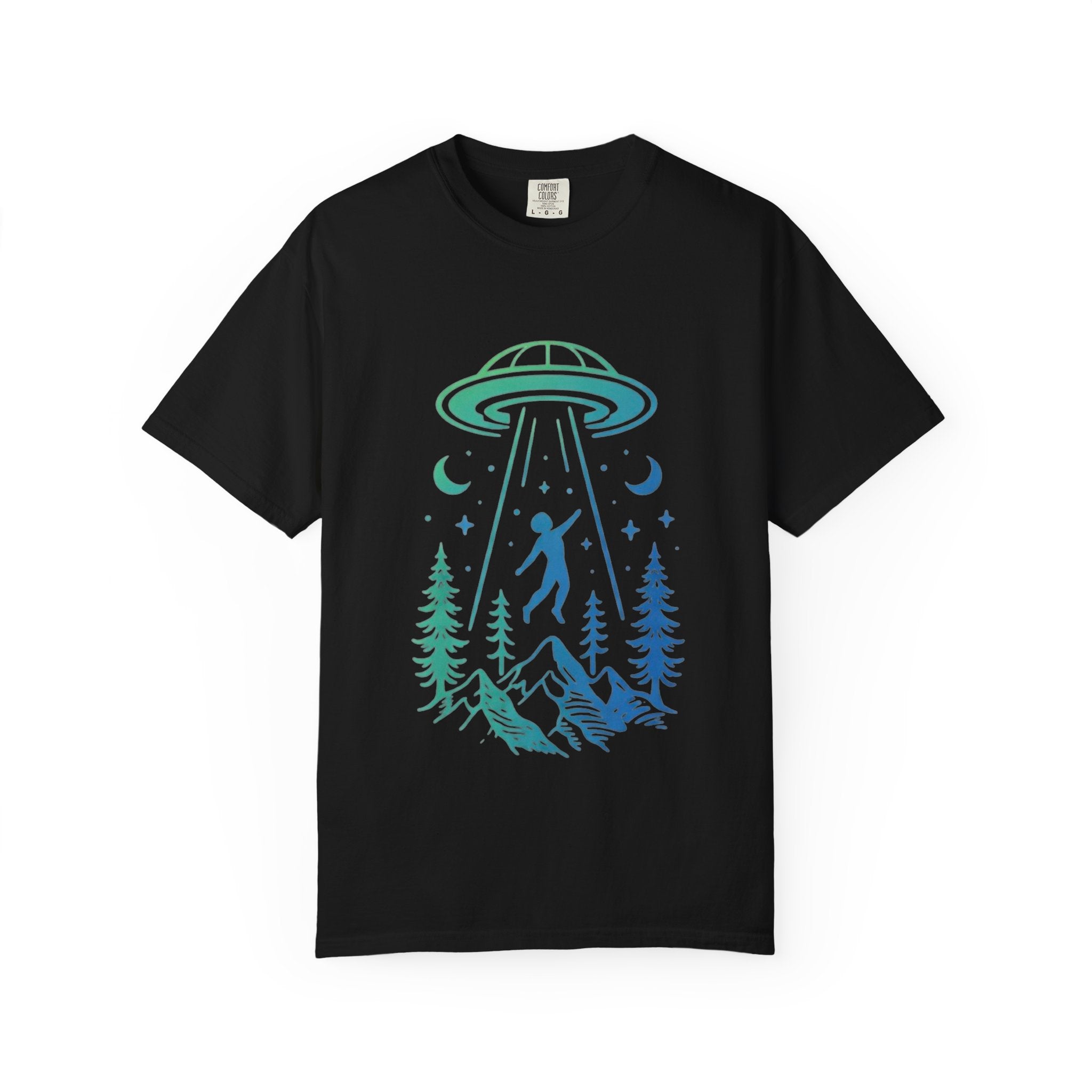 Alien Abduction Mountain T-Shirt | UFO Forest Graphic Tee