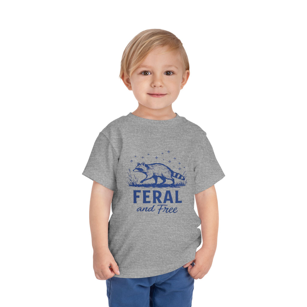 Toddler Tee | "Feral and Free" Raccoon Graphic