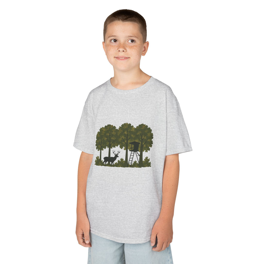 Kids Tee | Forest Deer & Hunting Stand Silhouette Shirt