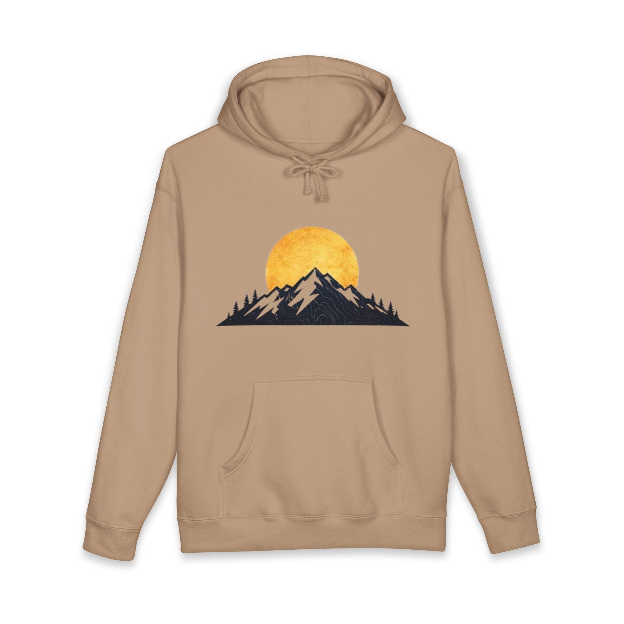 Mountain Sunset Hoodie | Minimal Nature Graphic Hooded Sweatshirt