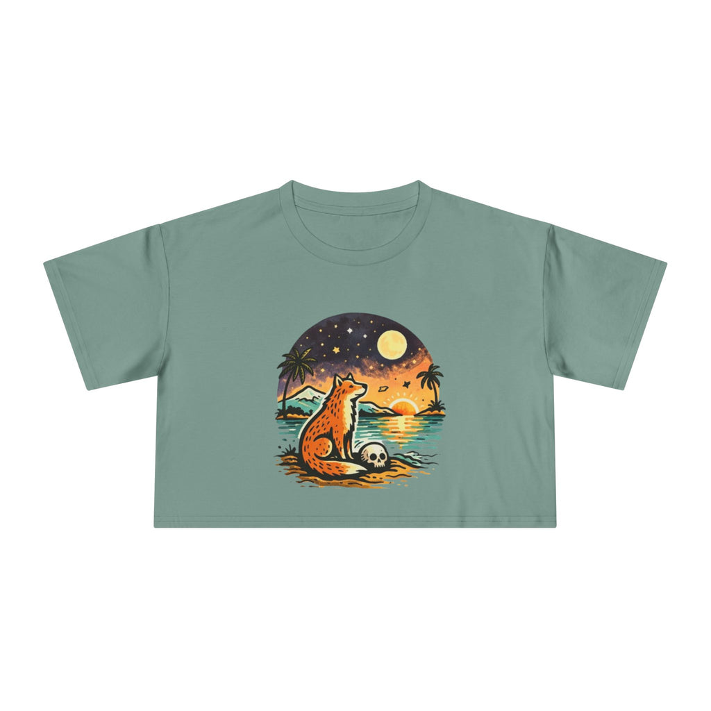 Crop Tee | Sunset Fox Beach Graphic