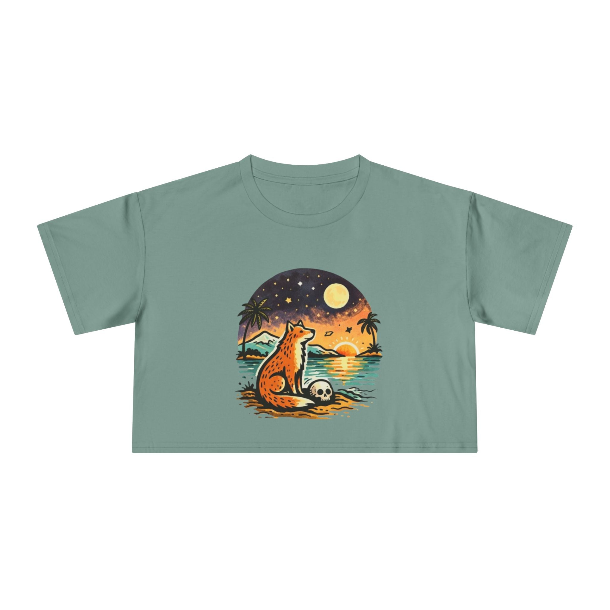 Crop Tee | Sunset Fox Beach Graphic