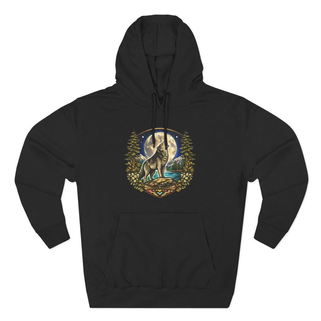 Wolf Moon Hoodie | Woodland Night Howl Graphic Fleece Hoodie