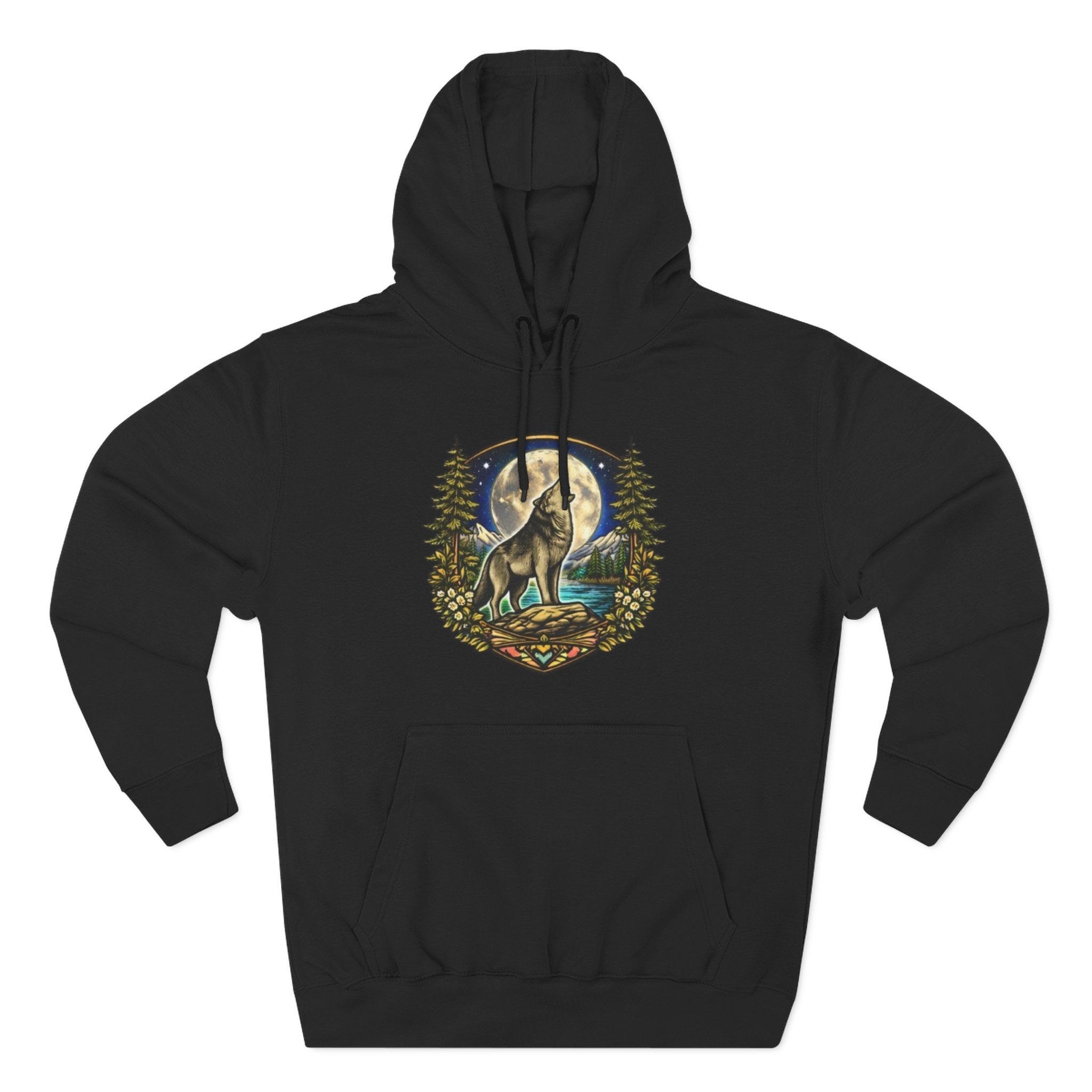 Wolf Moon Hoodie | Woodland Night Howl Graphic Fleece Hoodie