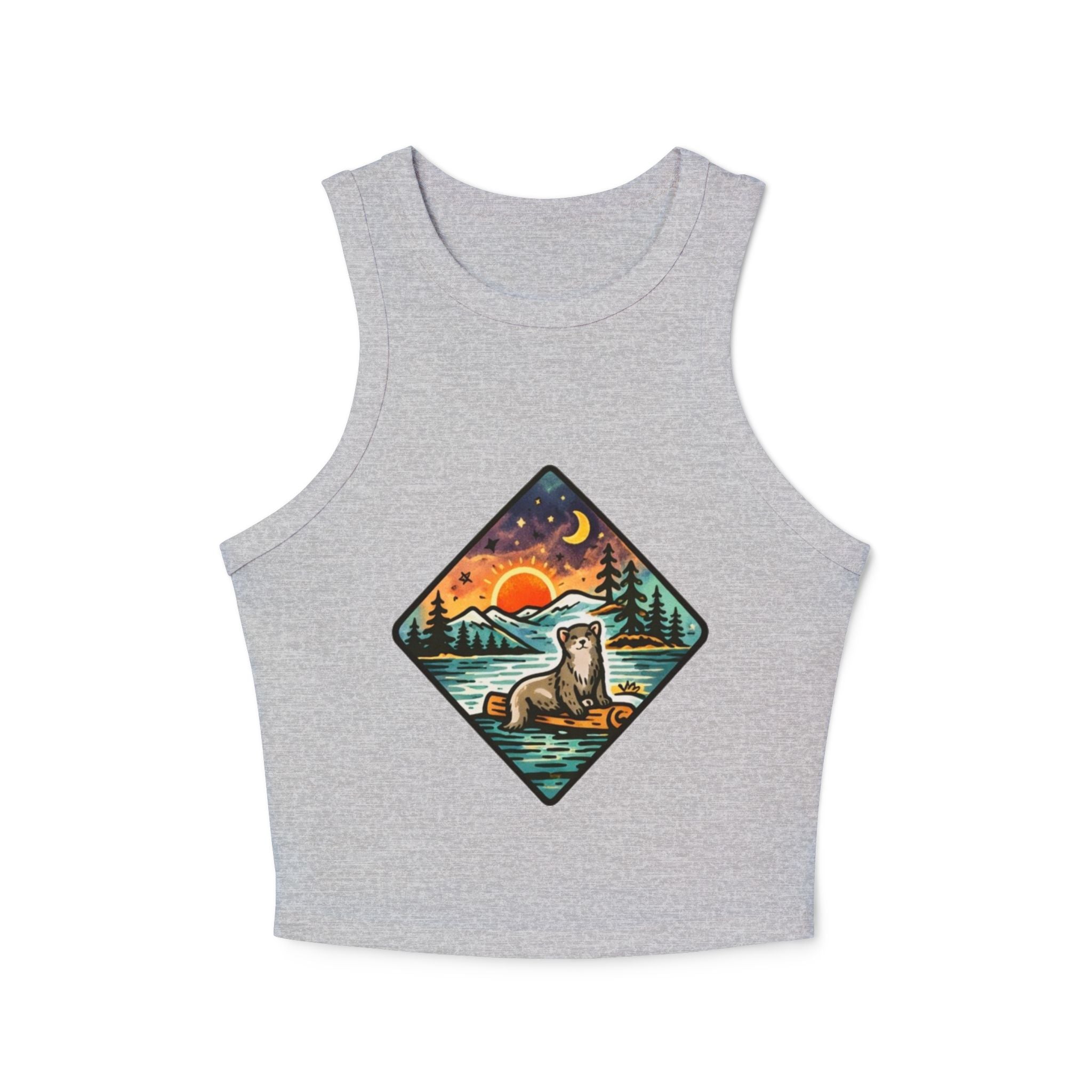 Otter Sunset Galaxy Racer Tank | Womens Ribbed Crop Tank Top