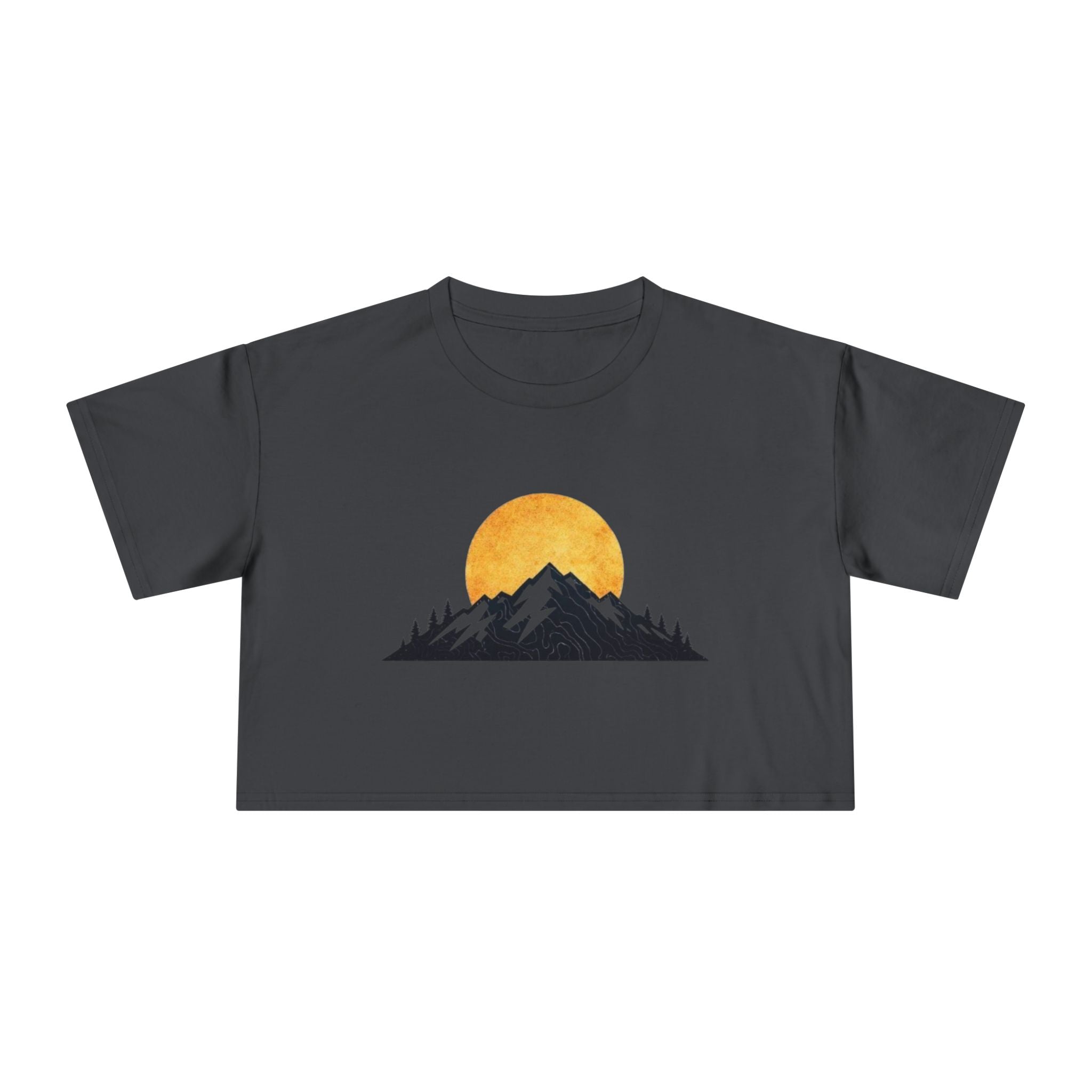 Mountain Sunrise Womens Crop Tee | Minimal Nature Graphic Top