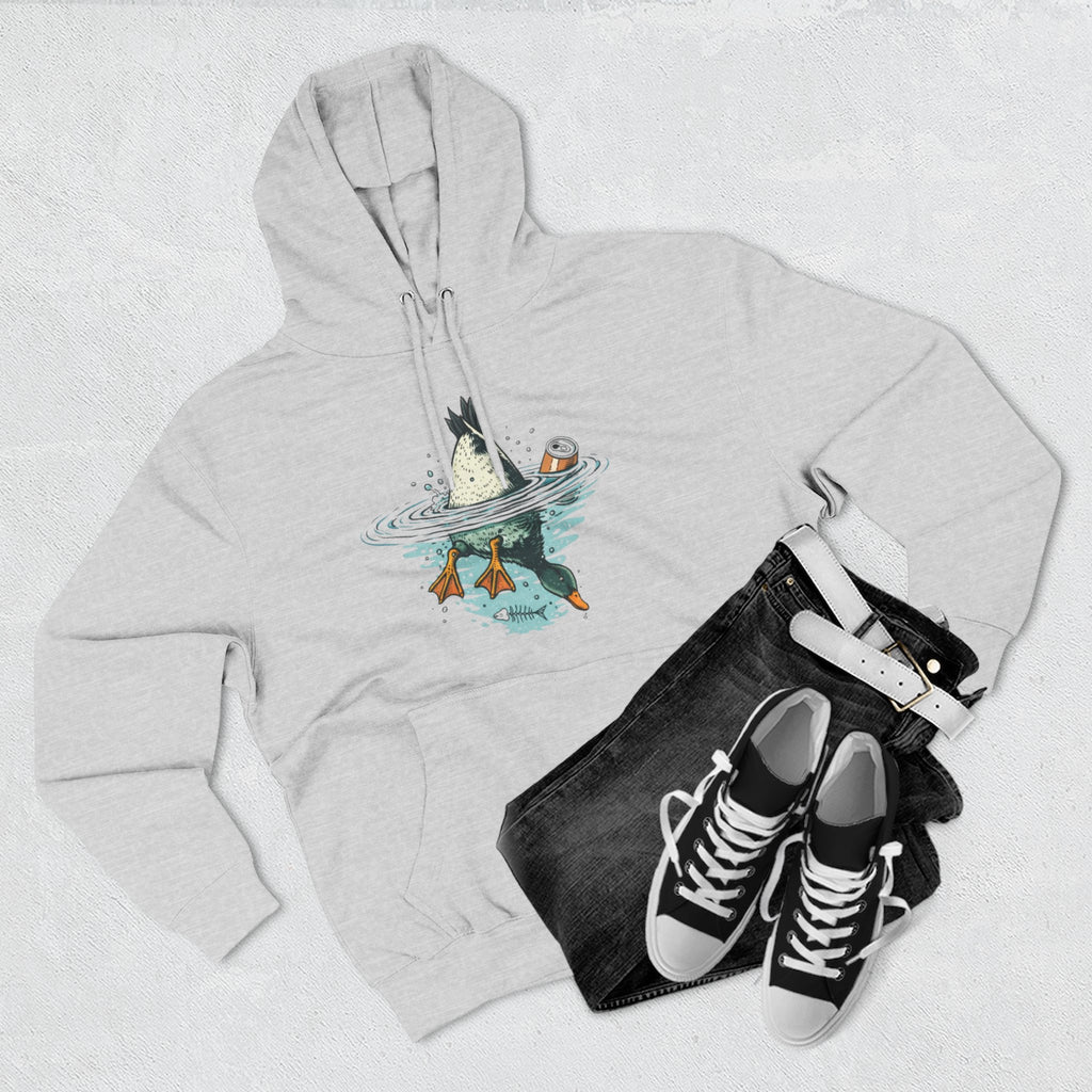 Bottoms Up Duck Fleece Hoodie | Beer Can Graphic Three Panel Pullover