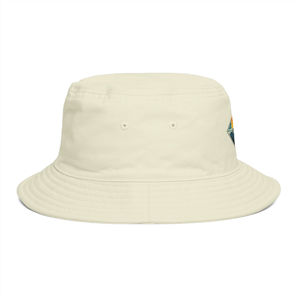 Mountain Sunset Bucket Hat | Retro Outdoor Hiking Patch