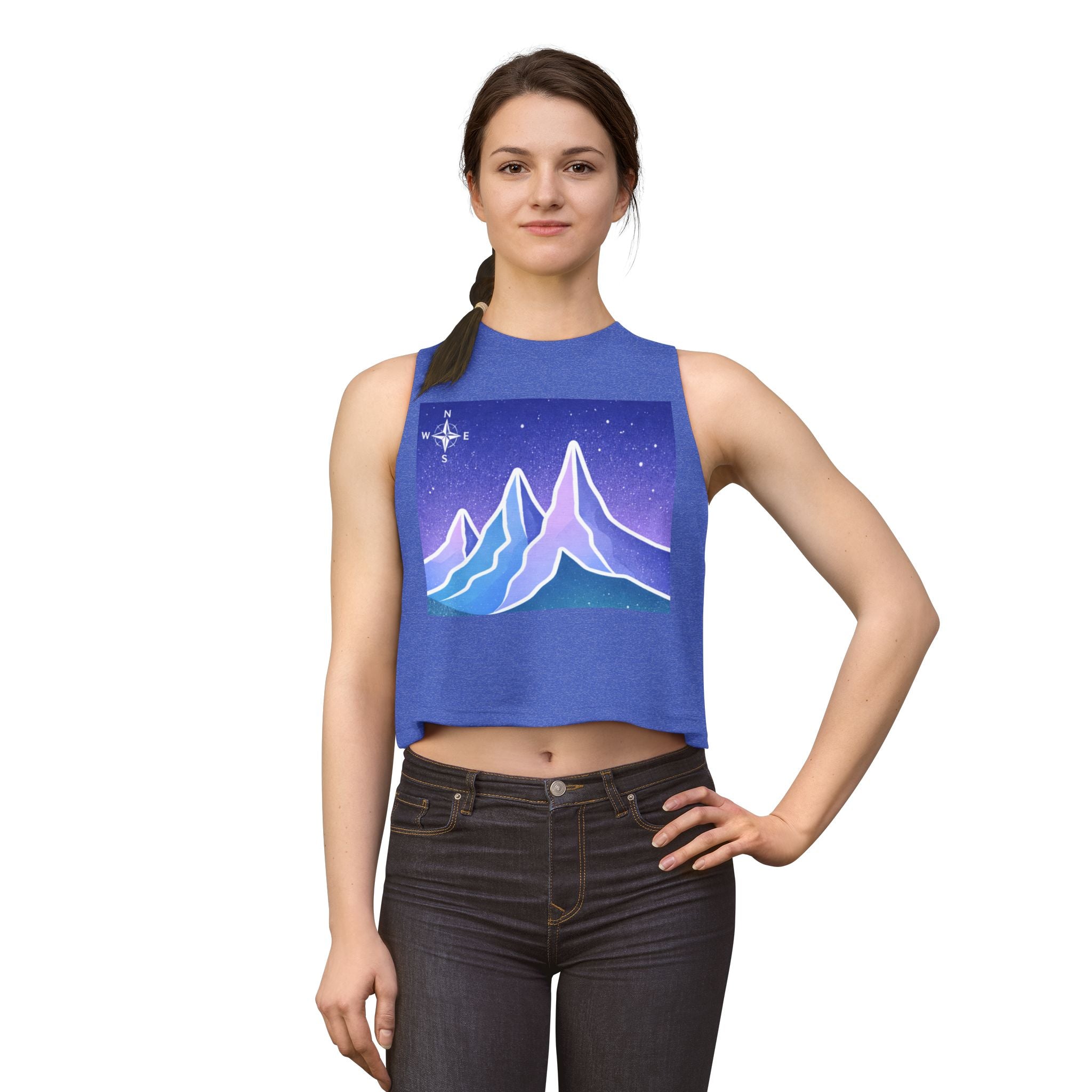 Women's Crop Top | Pastel Night Mountain Graphic Crop Top