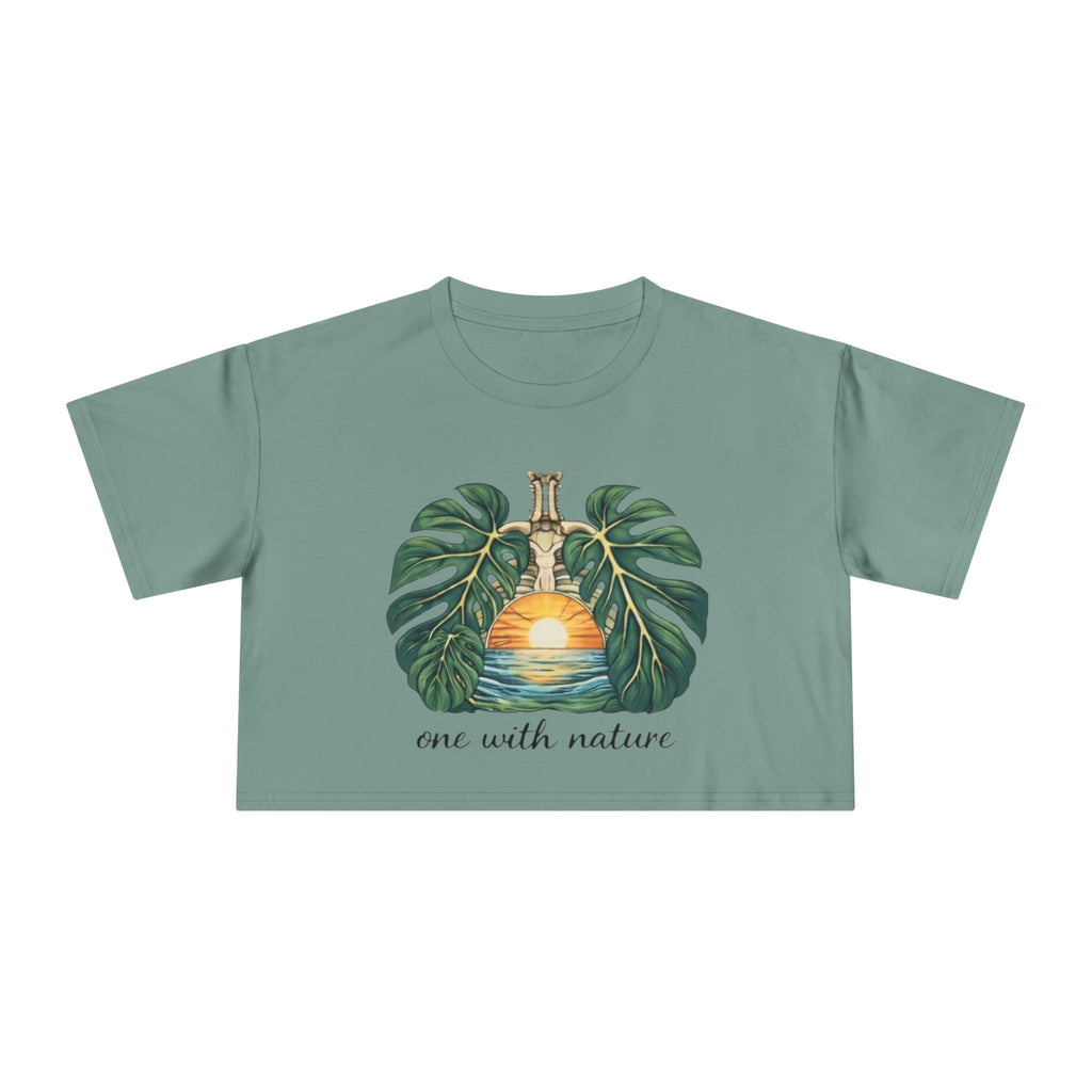 One With Nature Crop Tee | Botanical Sunset Womens Cropped T-Shirt