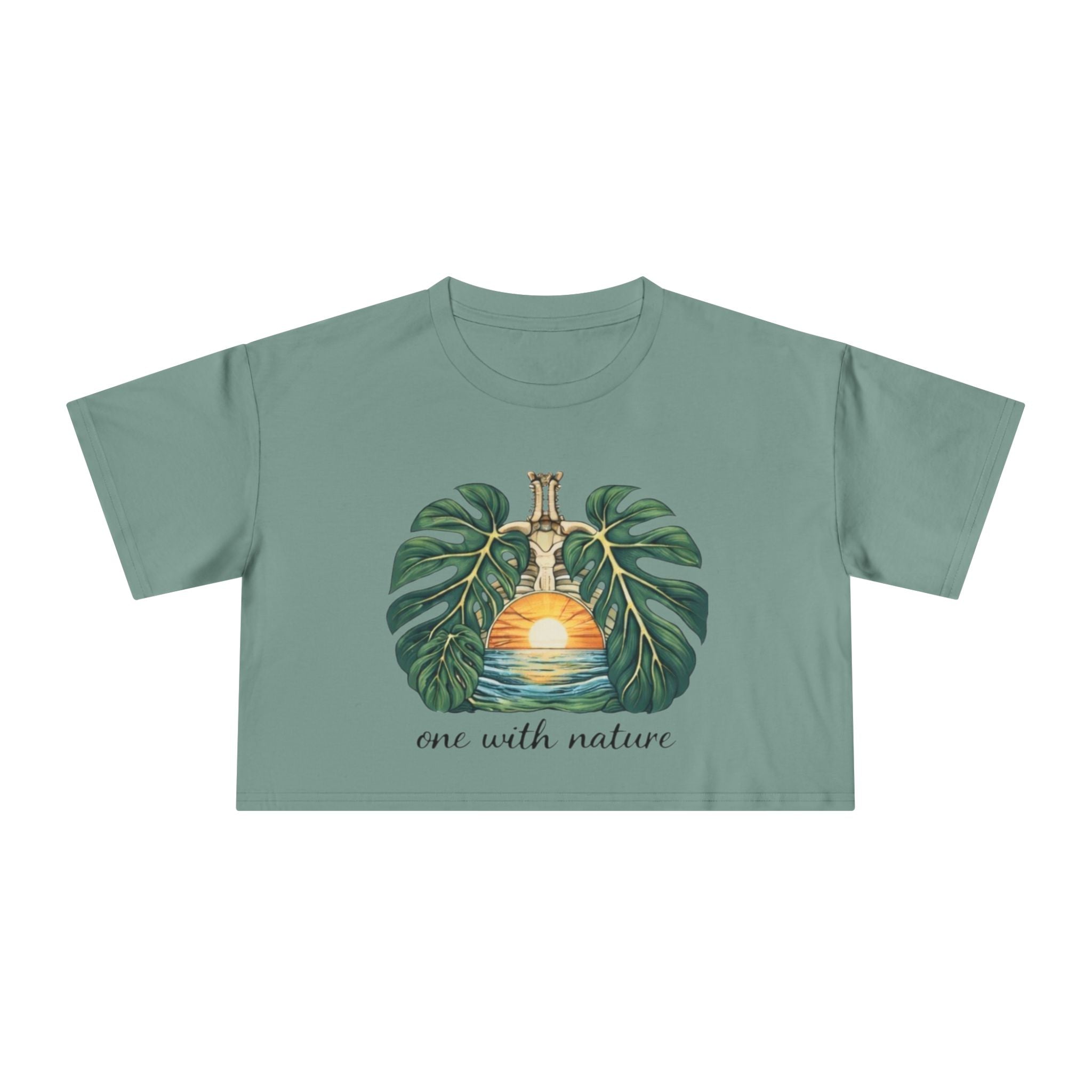 One With Nature Crop Tee | Botanical Sunset Womens Cropped T-Shirt