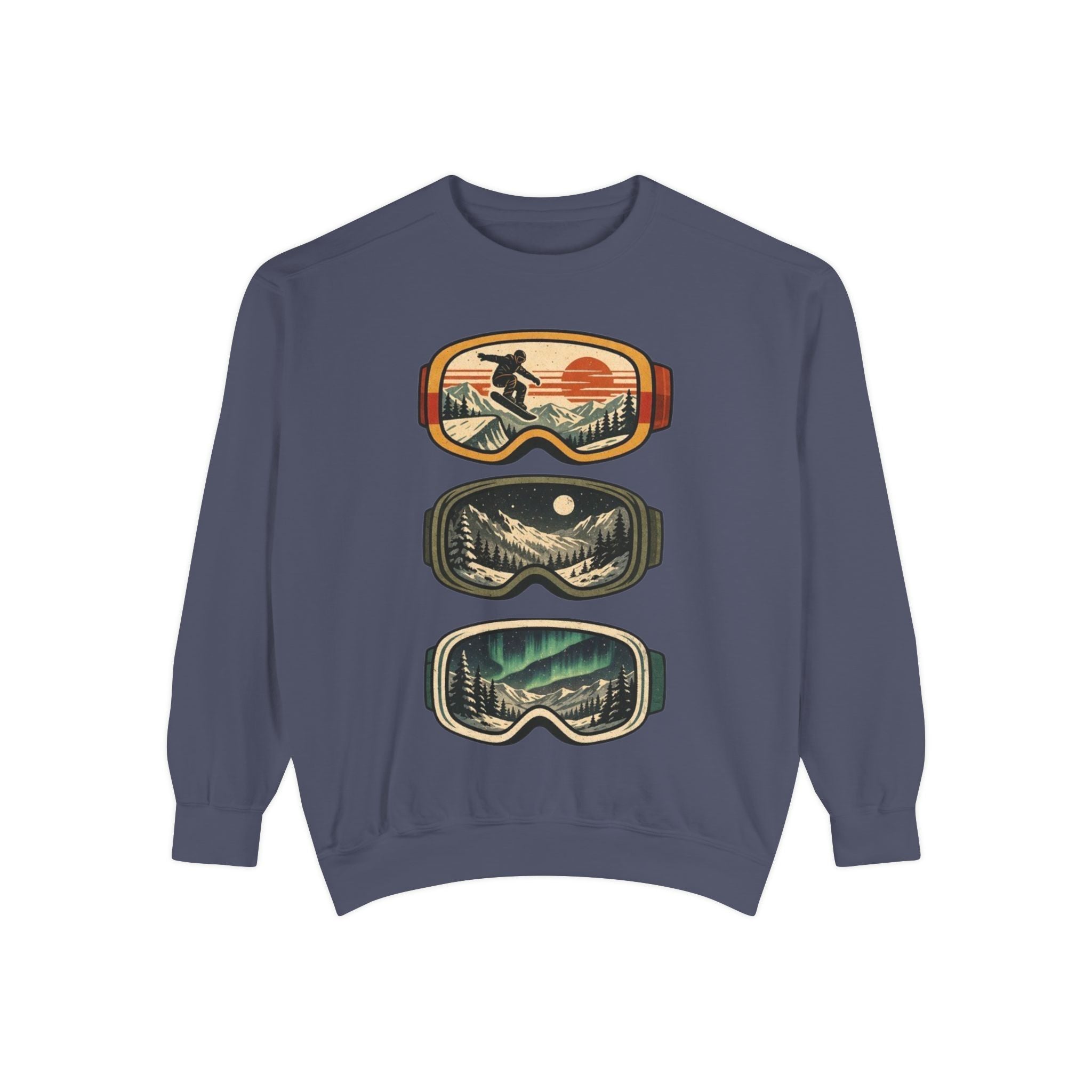 Snow Goggles Graphic Sweatshirt | Mountain Adventure Ski & Snowboard Crewneck