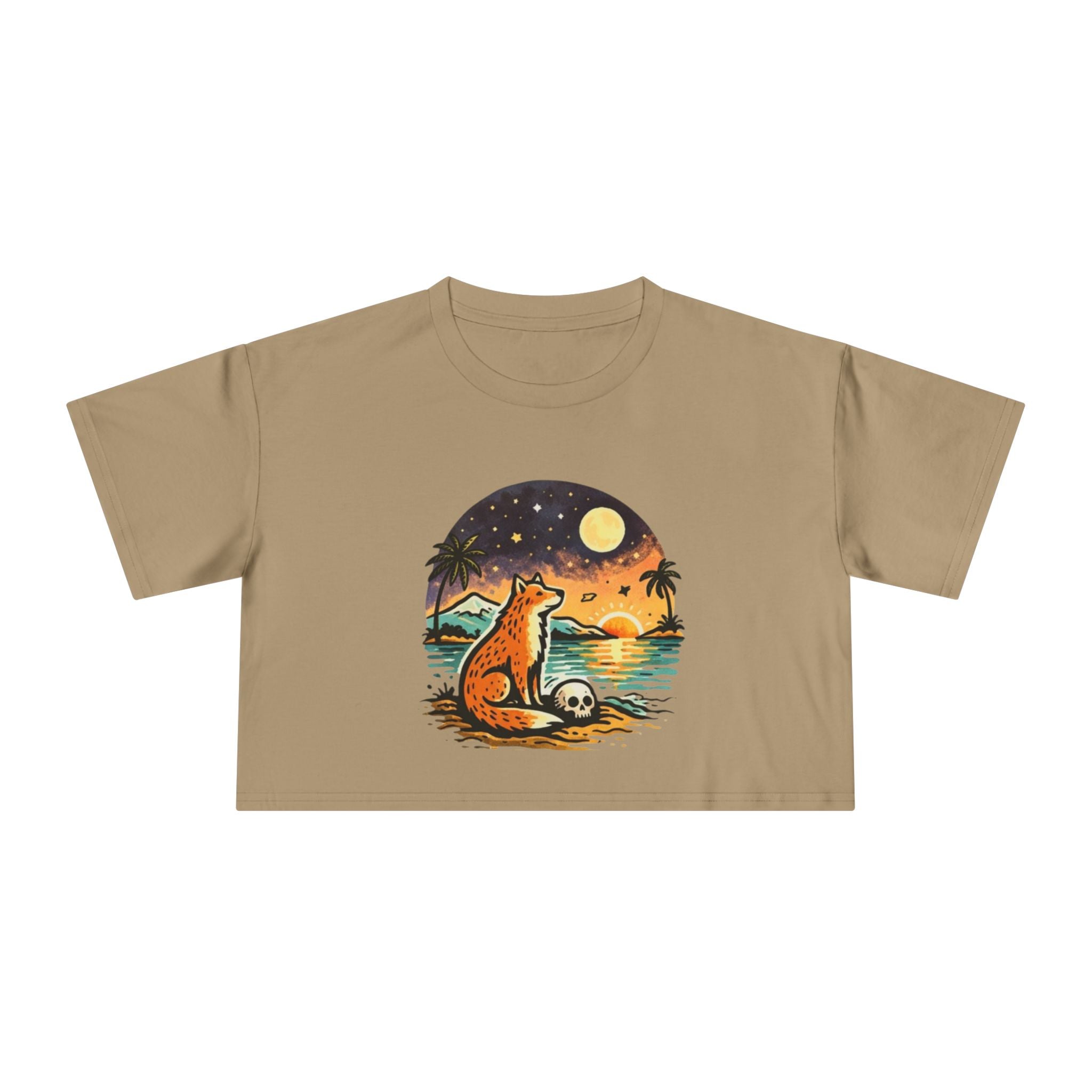 Crop Tee | Sunset Fox Beach Graphic