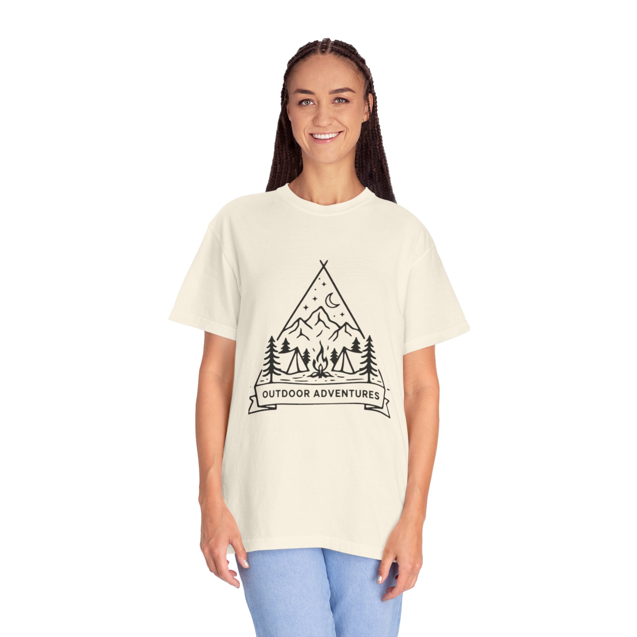 Outdoor Adventures T-Shirt | Camping Mountains Campfire Graphic Tee