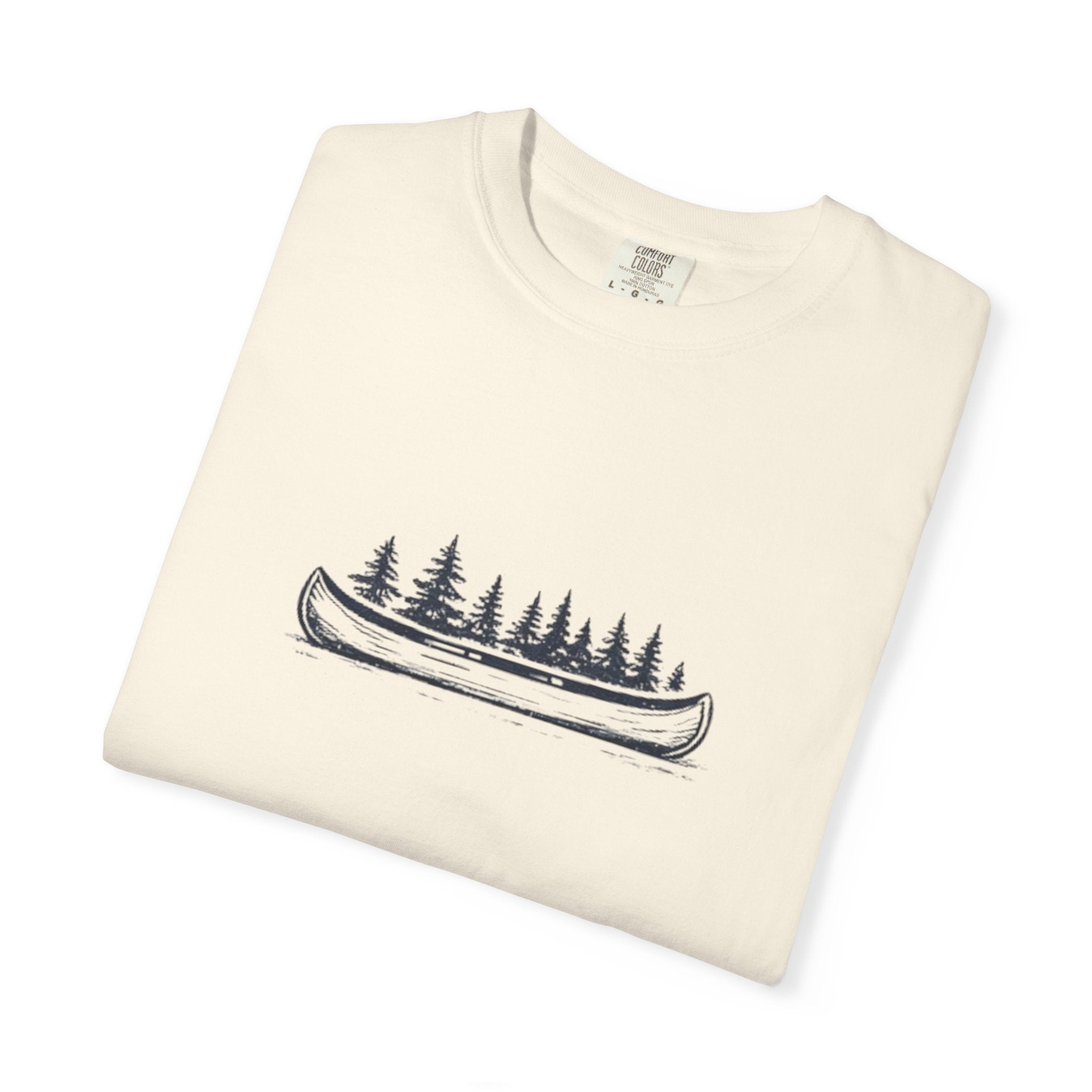 Canoe & Pines T-Shirt | Minimal Outdoor Adventure Graphic Tee