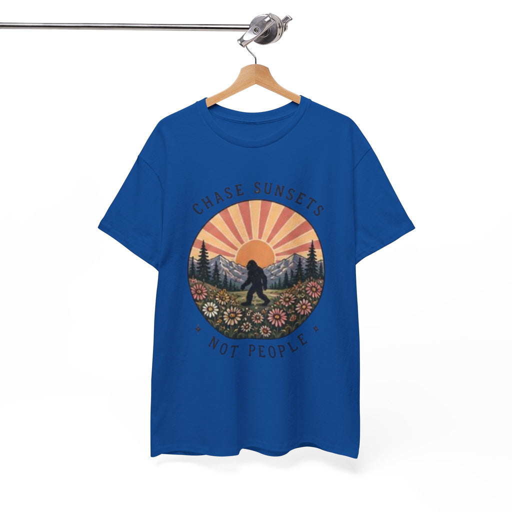 Chase Sunsets Not People Bigfoot Tee