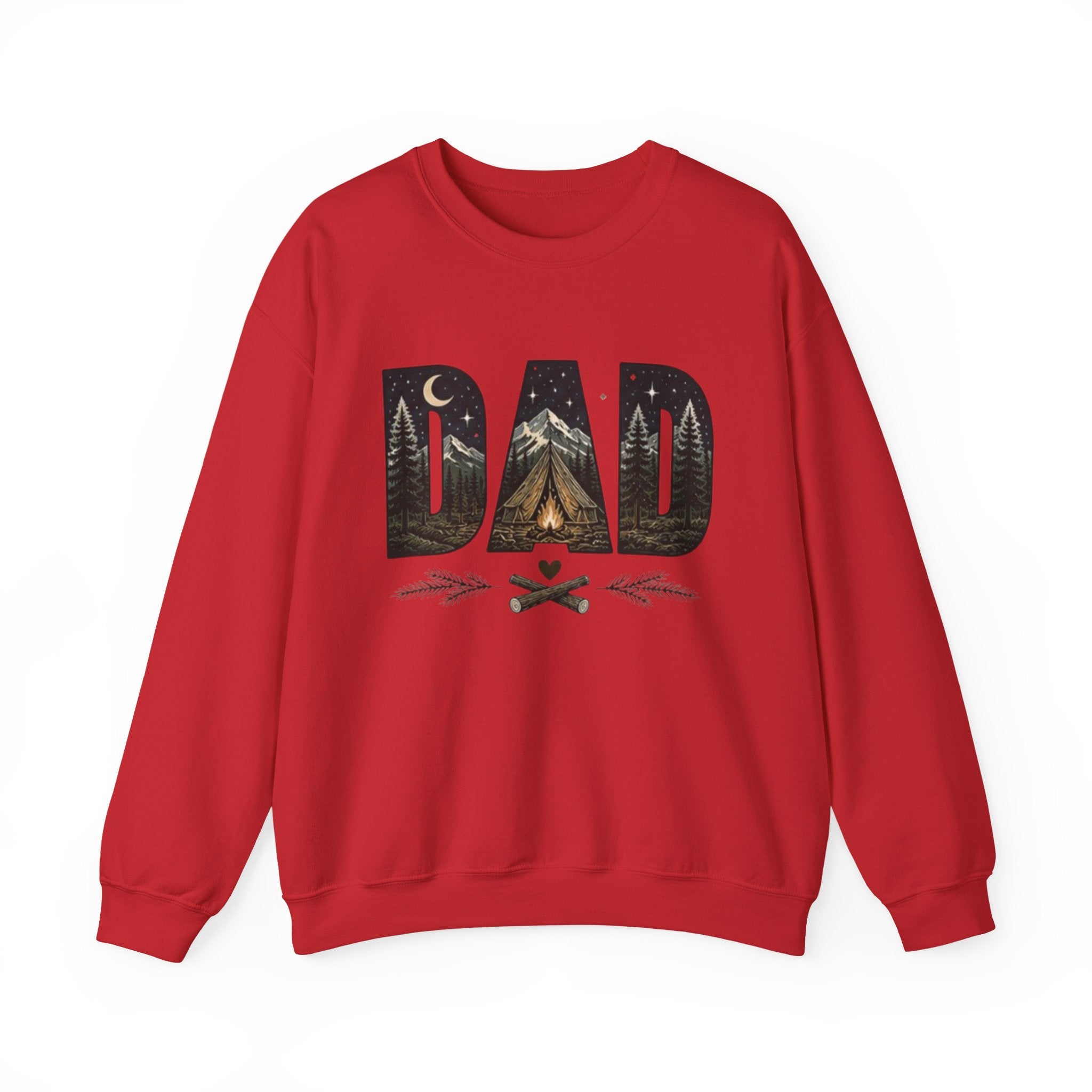 Dad Camping Crewneck Sweatshirt | Rustic Campfire & Mountain Outdoor Dad Gift