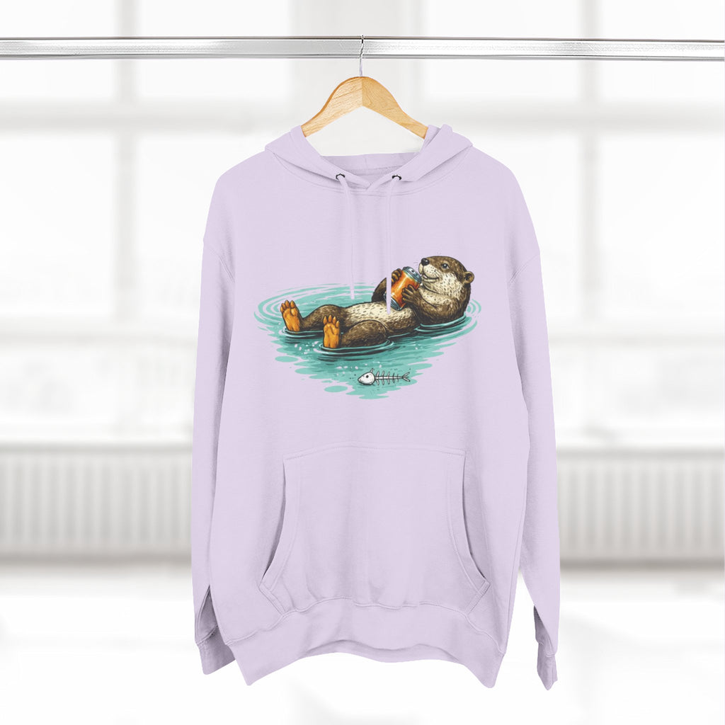 Otter Floating Graphic Hoodie | Relaxing Sea Otter with Beer Pullover
