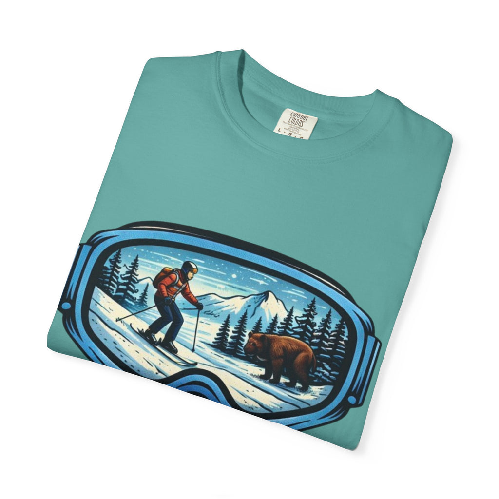Ski Goggles Scenic T‑Shirt | Skier and Bear Mountain Winter Graphic Tee