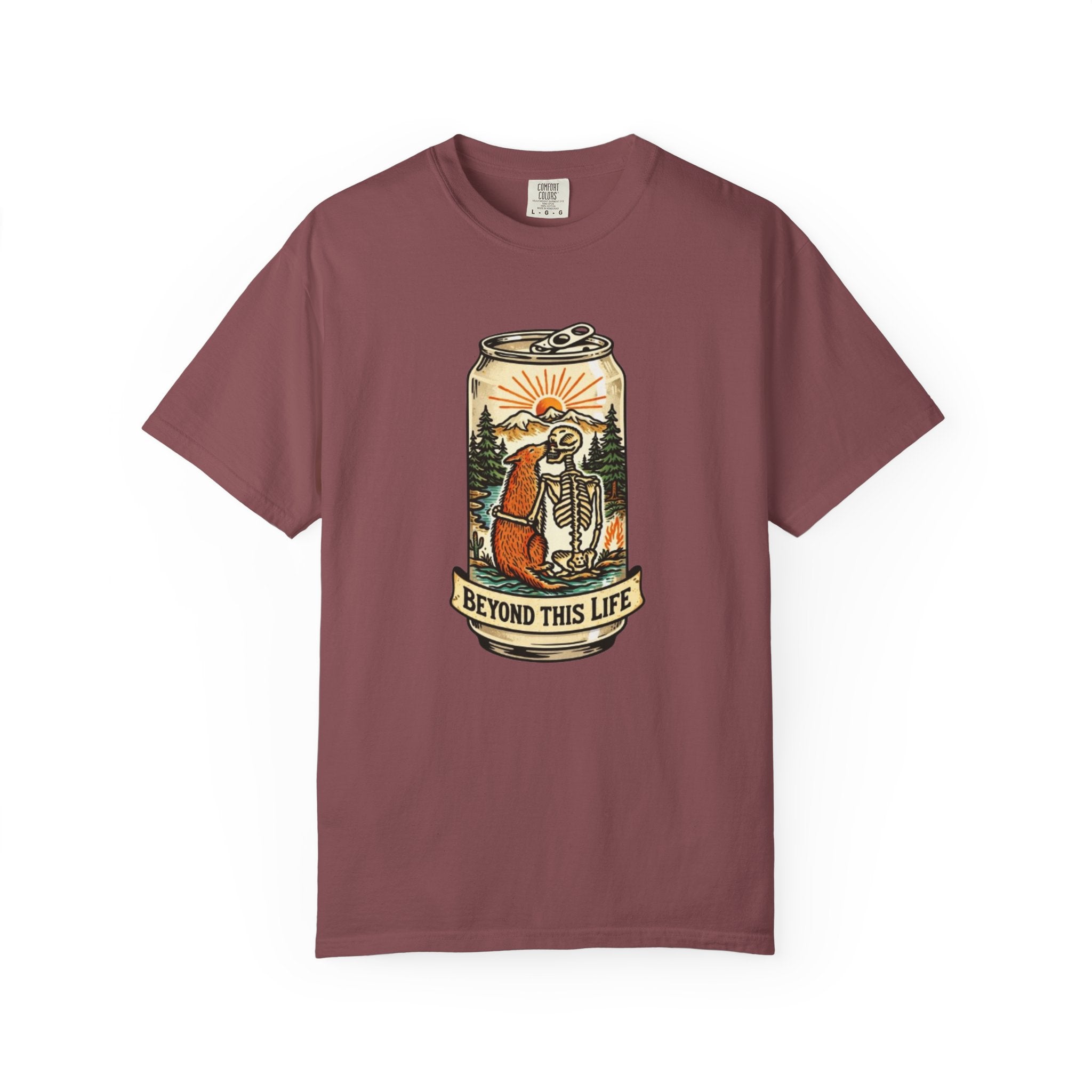 Beyond This Life T-Shirt | Vintage Skull & Can Graphic Tee
