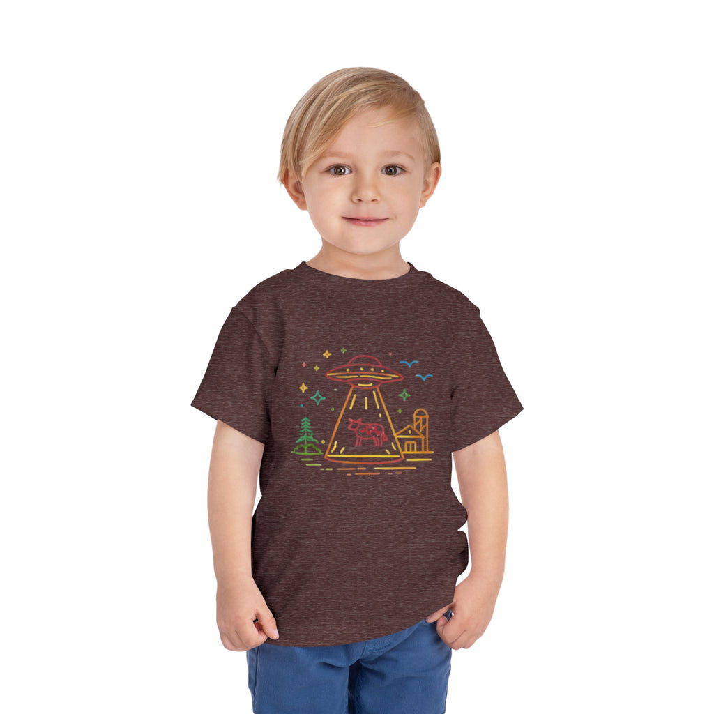 Toddler Tee | Cute Pastel UFO Cow Abduction Graphic