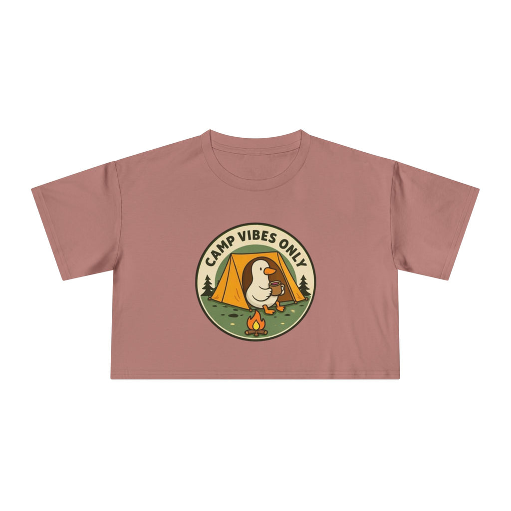 Camp Vibes Only Crop Tee | Cute Camping Goose Graphic