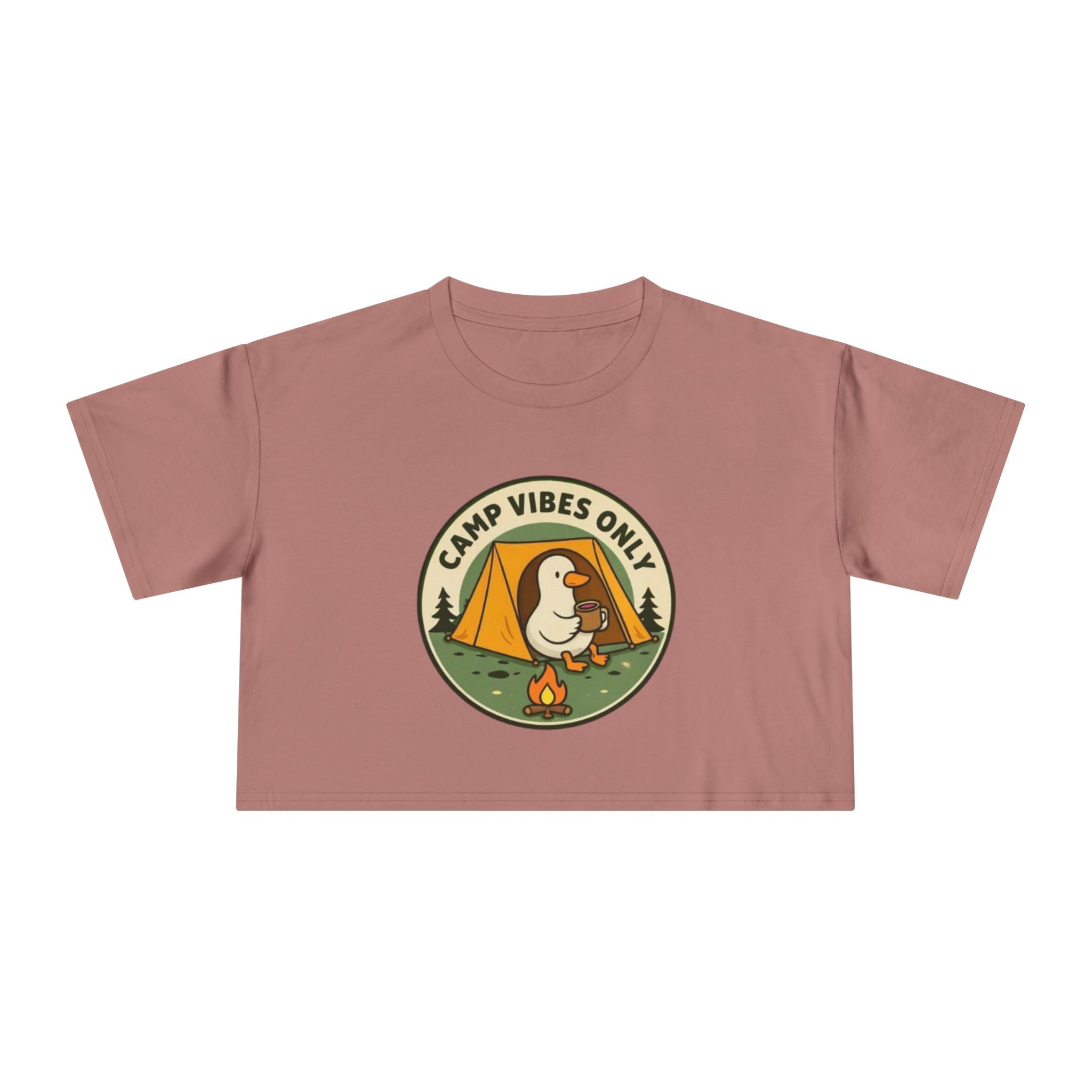 Camp Vibes Only Crop Tee | Cute Camping Goose Graphic